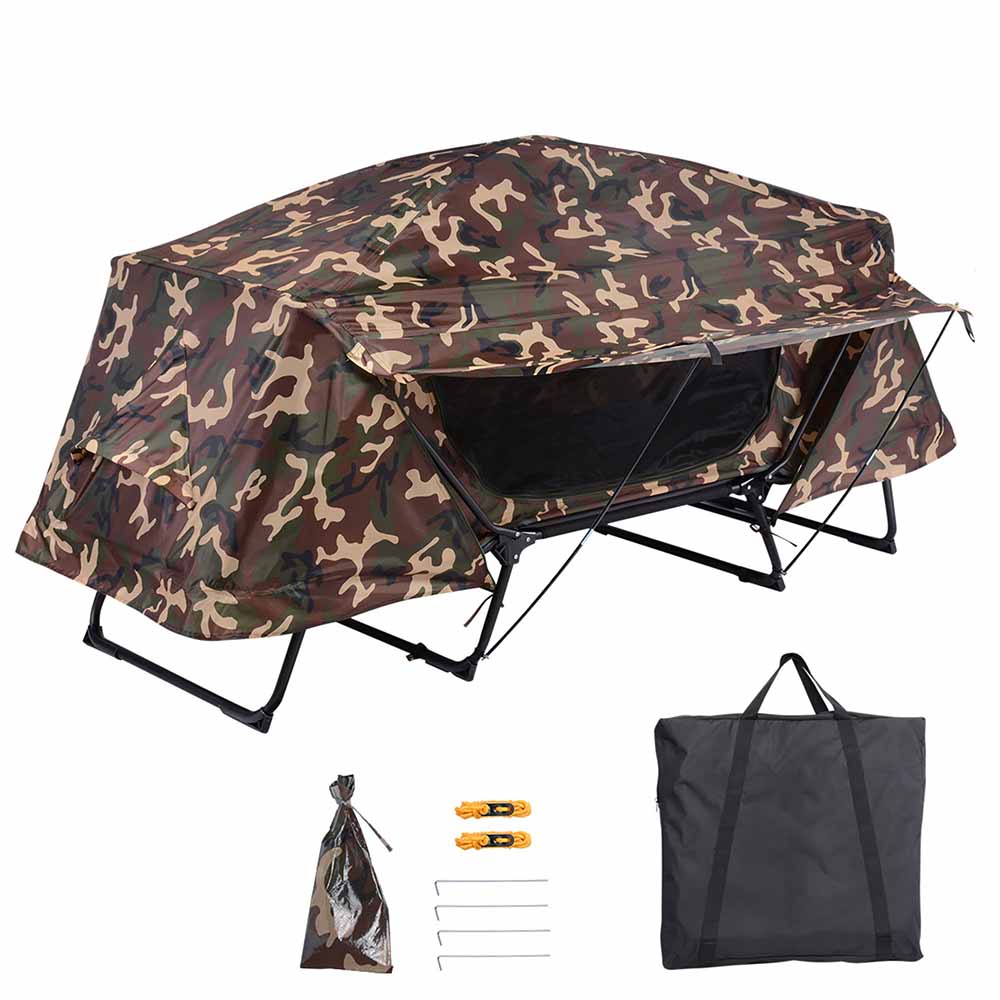TheLAShop Single Cot Tent - Portable Camping Bed with Rain Fly & Camouflage Design for Outdoor Adventures, Hiking, and Backpacking