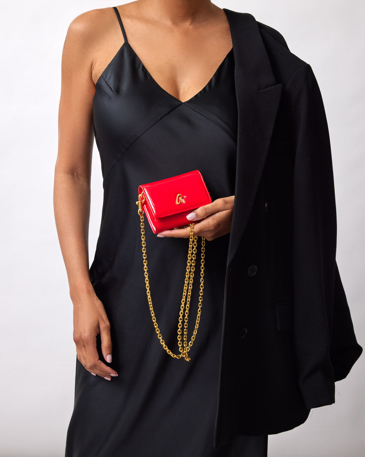 Standard Gold Compact WOC Wallet on Chain - Mirror Red Crossbody Bag for Women | Perfect for Parties, Date Nights & Everyday Use
