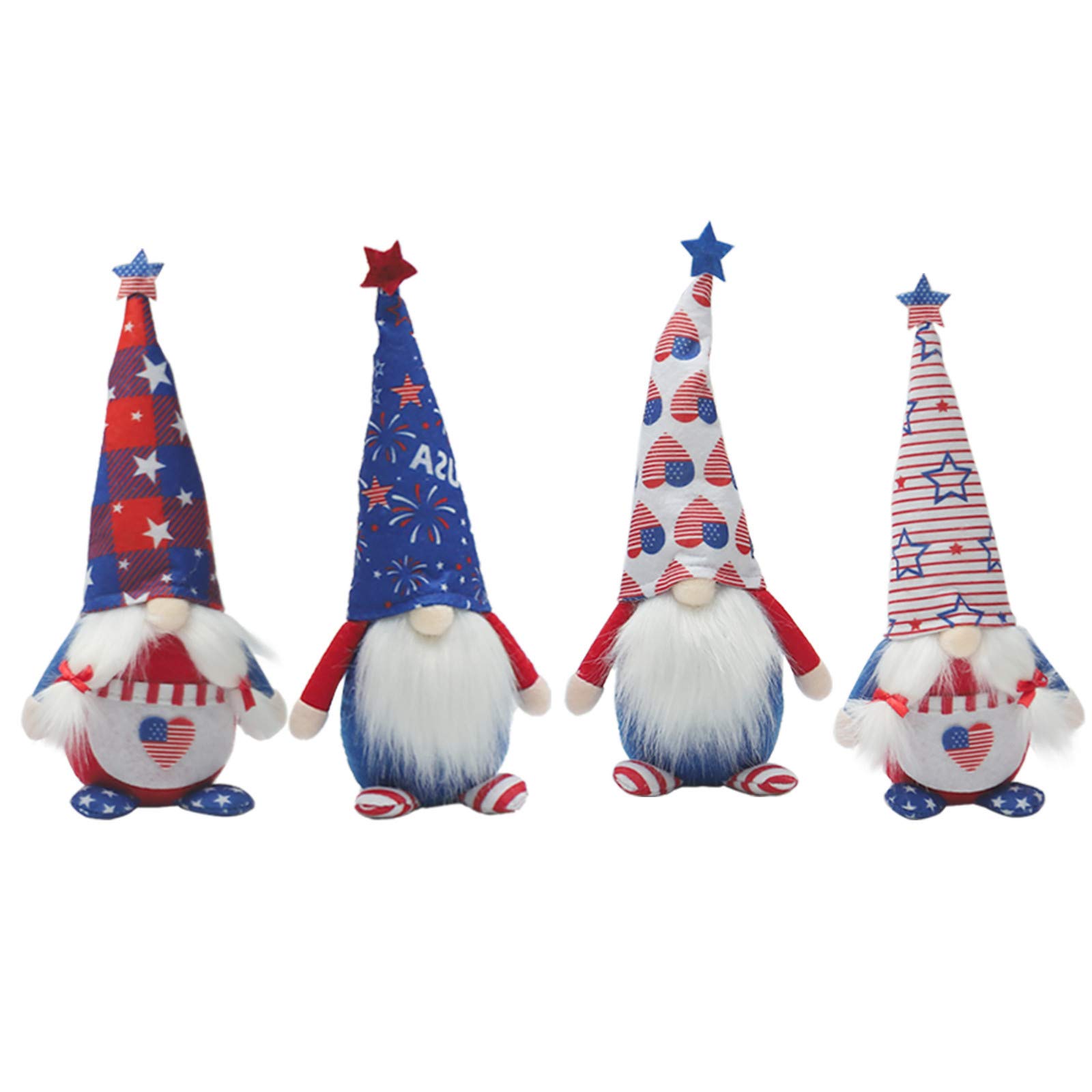 4PC Patriotic Plush Gnomes Decor for Home - Handmade 4th of July Holiday Gnomes Ornaments, Scandinavian Tomte Christmas Decorations - Perfect for Mantel, Table Centerpiece, and Seasonal Holiday Displays