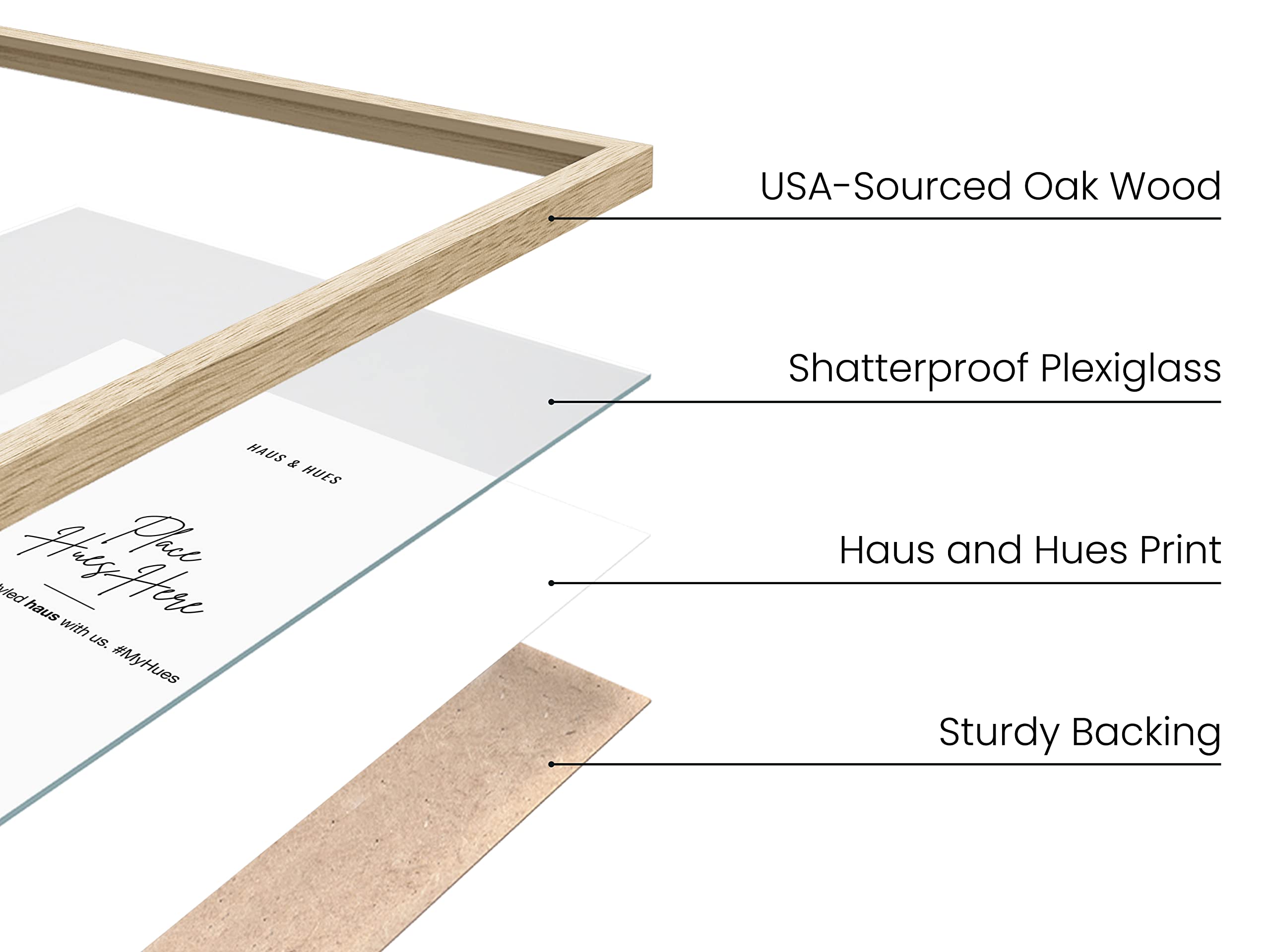 HAUS AND HUES 12x16 Wood Picture Frame - Display 12x16 Prints, Posters & Wall Art - Perfect for Home Decor, Office & Gallery Displays