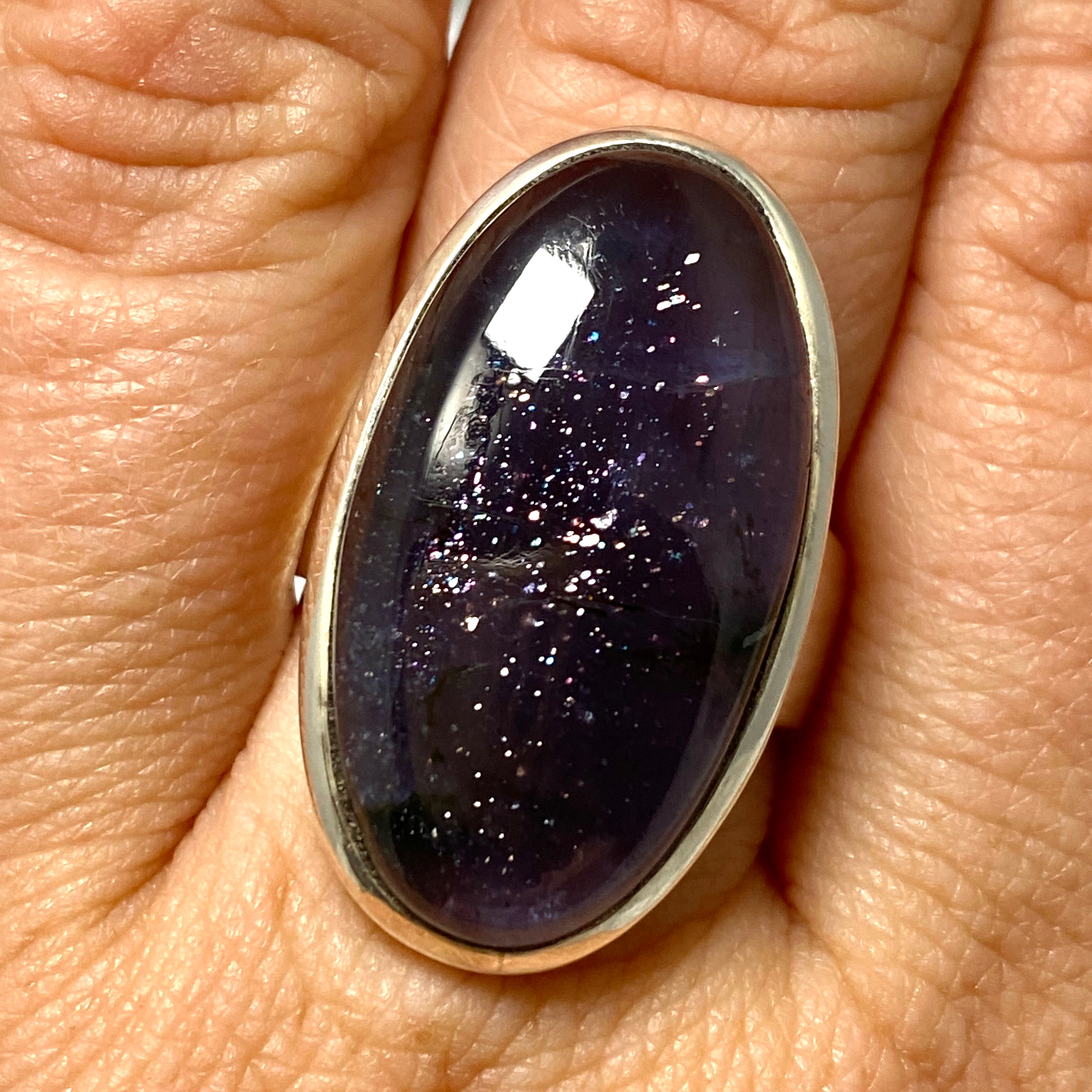 Iolite Sunstone Oval Cabochon Ring - Size 8.5 PRGJ661 - Perfect for Wedding, Engagement & Everyday Jewelry