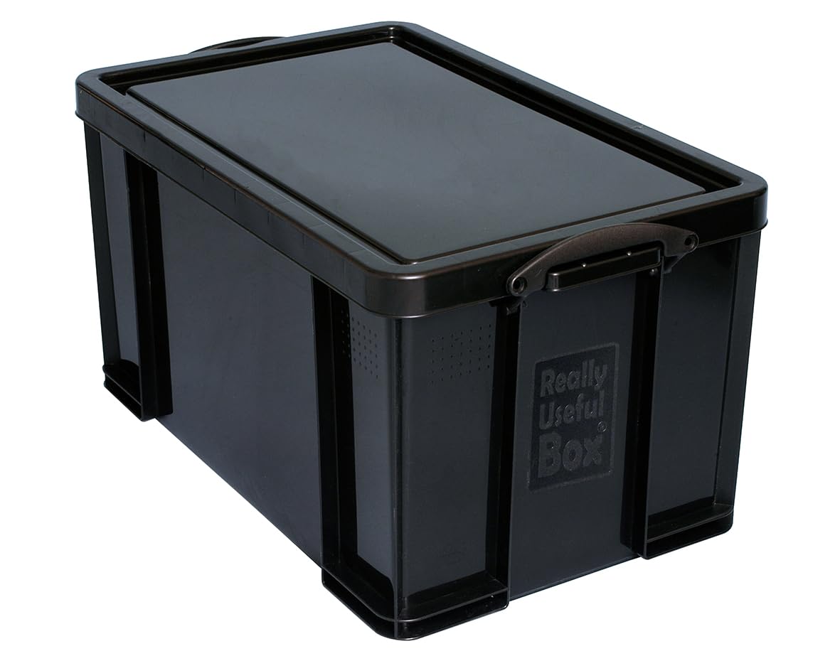 Really Useful Storage Box 84 Litre Solid Black - Organise Home, Office & Garage with Durable Plastic Container