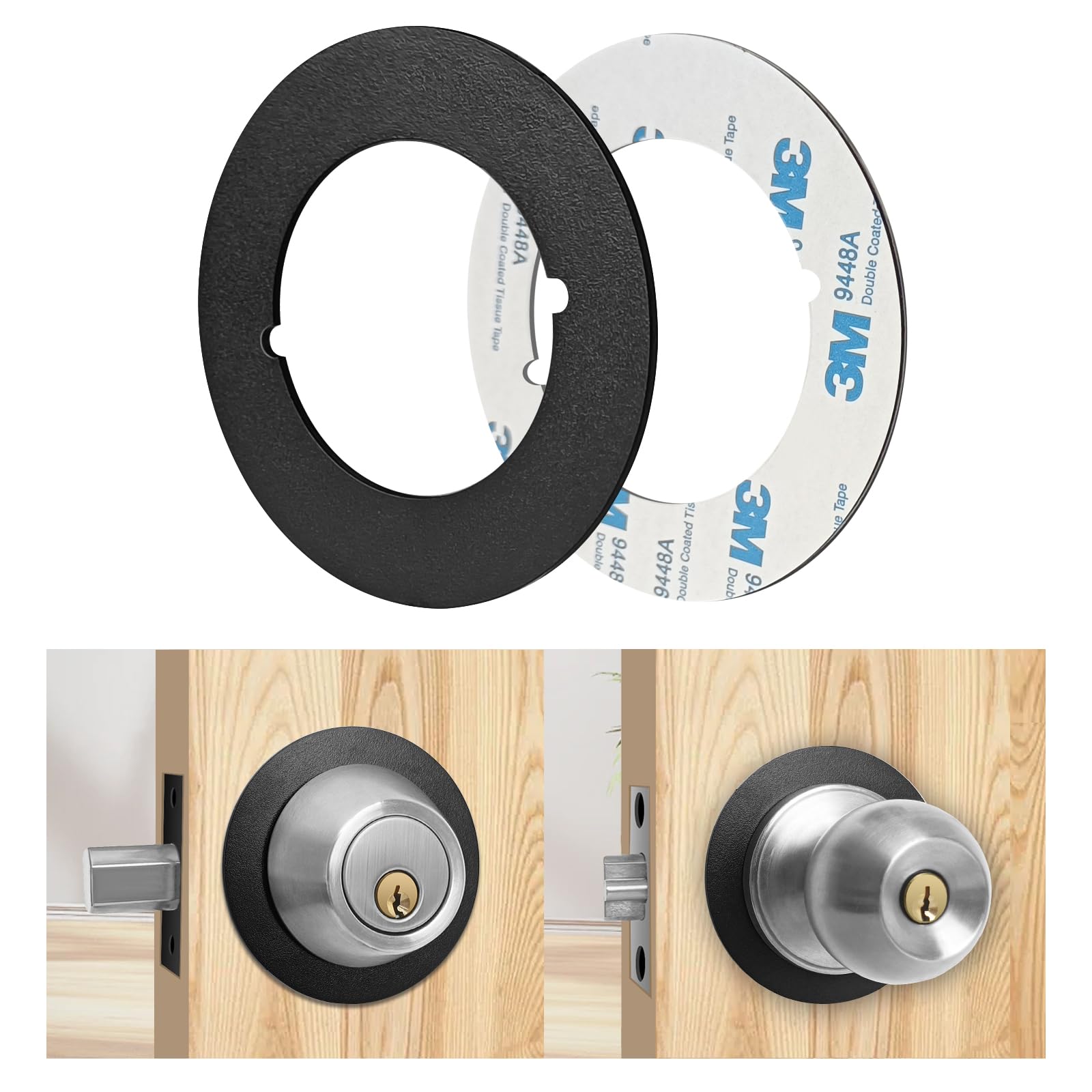Matte Black Door Knob Plates - 2 Pcs for Secure Door Repair
