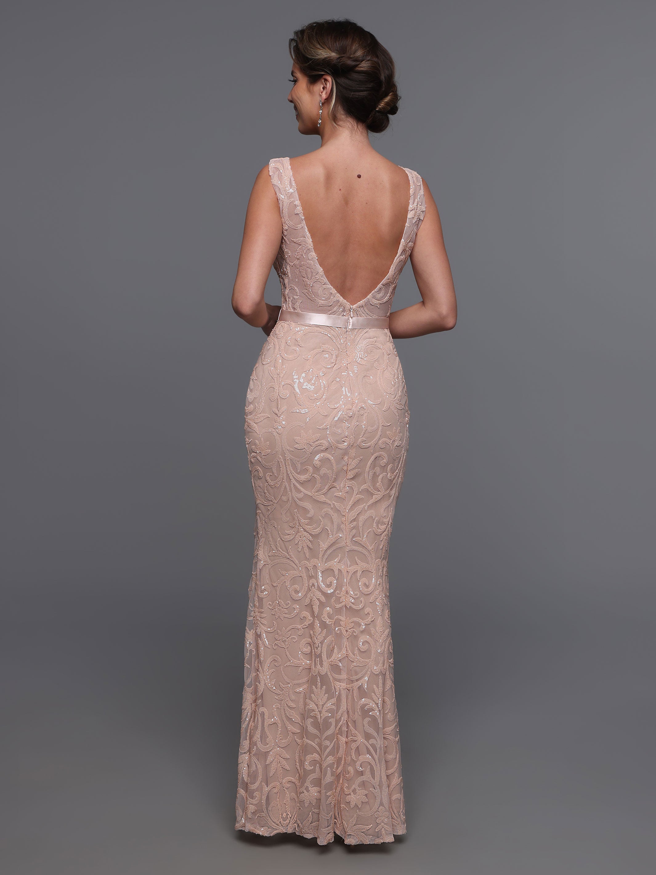 Elegant 80091 Fit and Flare Sequin Bridesmaid Dress with Bateau Neckline & Sash - Perfect for Weddings, Prom, and Formal Events