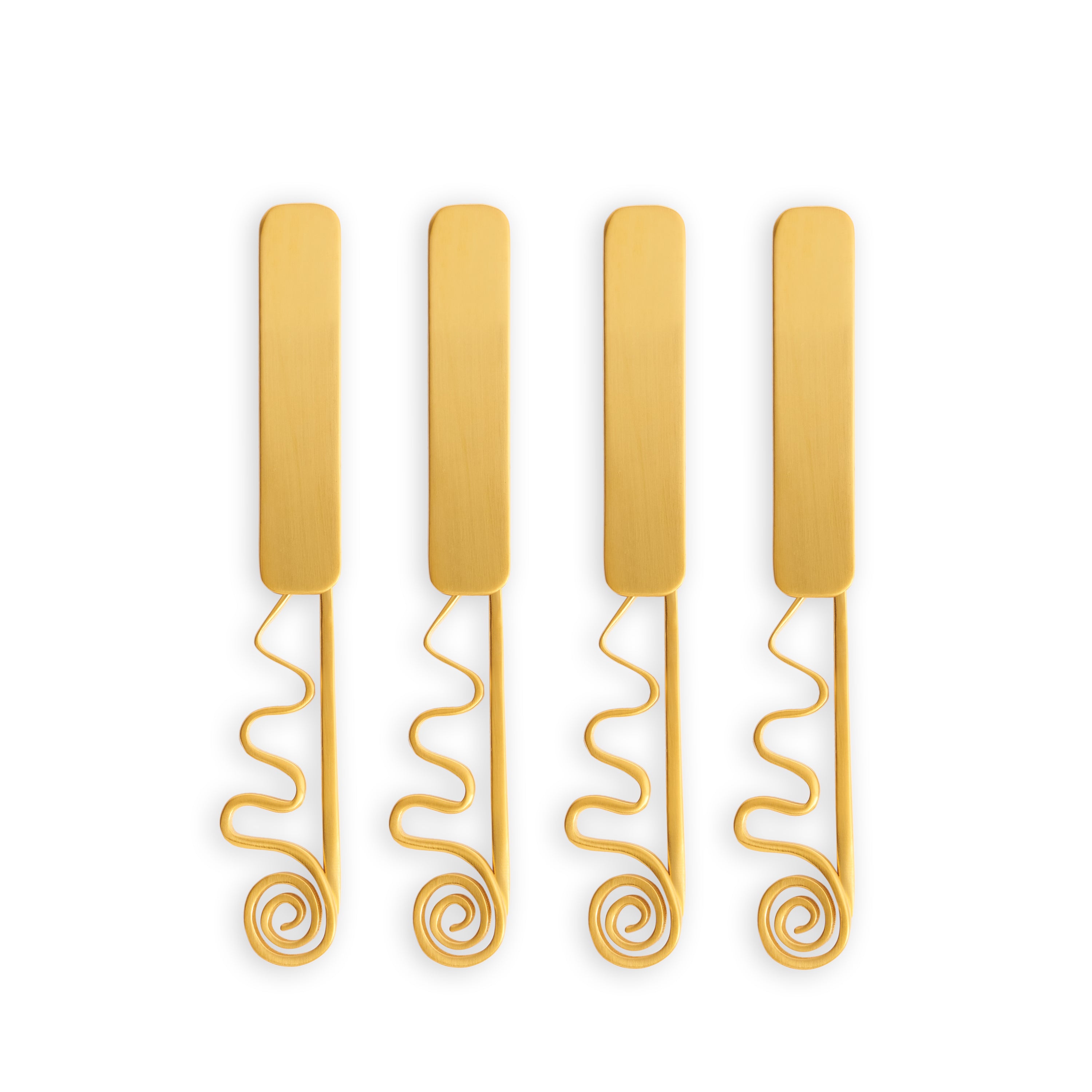 Premium Spiral Spreaders Set of 4 - Stainless Steel Butter Knives for Cheese, Jam & Condiments - Perfect for Charcuterie Boards, Brunch & Entertaining