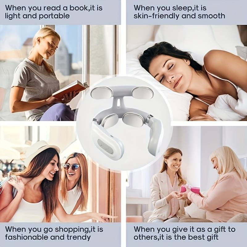 Portable Neck and Shoulder Massager - Rechargeable Deep Tissue Kneading for Pain Relief - Perfect for Office, Travel & Home Use