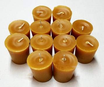 100% Pure Natural Beeswax Votive Candles - 12 Pack Handmade Eco-Friendly Unscented Candles with Free Tea Lights - Perfect for Home Decor, Wedding Centerpieces & Aromatherapy