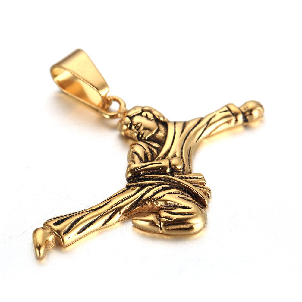 Men's Stainless Steel Taekwondo Judo Necklace - Bodybuilder Fitness Pendant in 3 Colors | Perfect for Martial Arts Training, Gym Workouts & Fashion Accessories