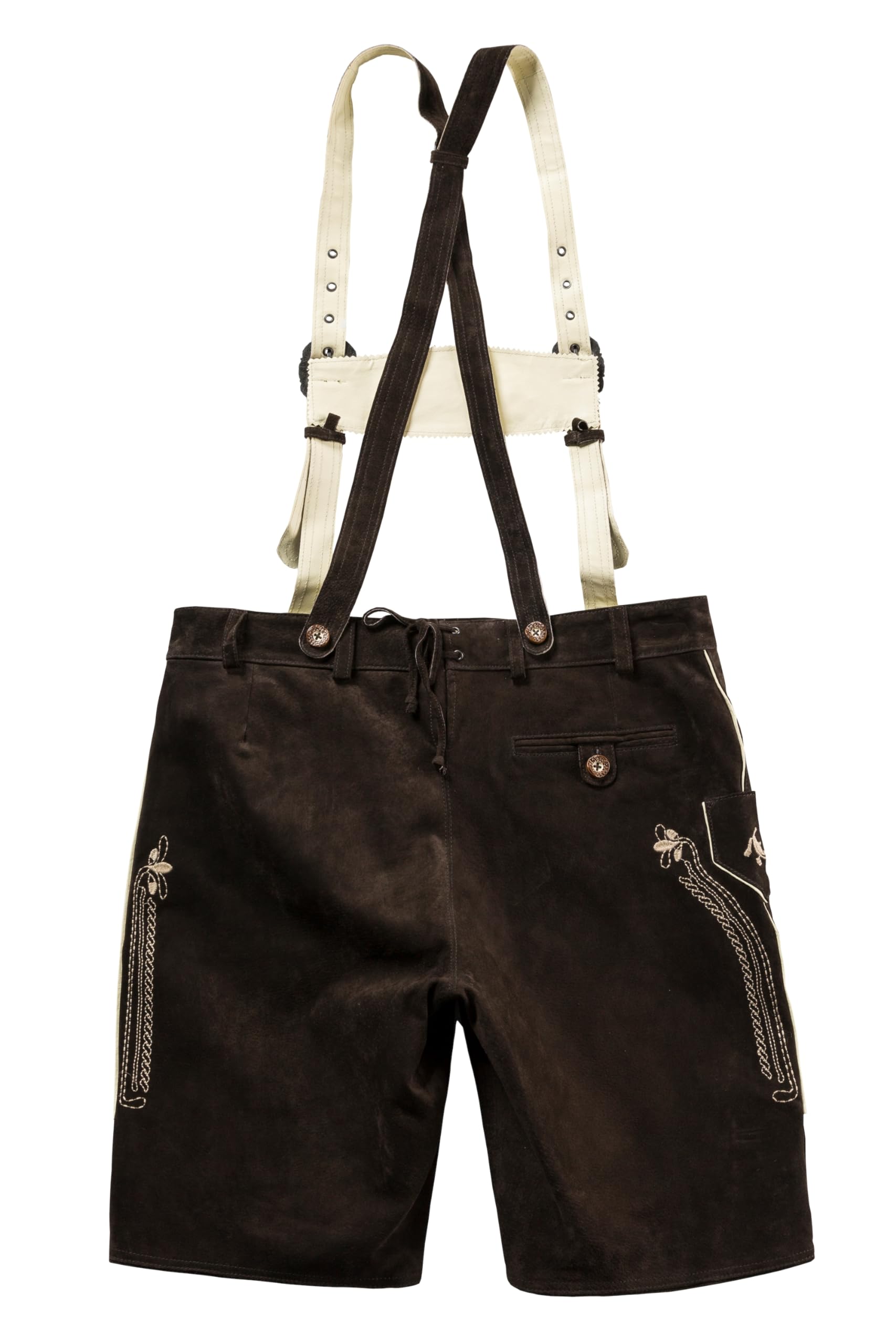 JP 1880 Men's Big & Tall Plus Size Lederhosen Shorts (Sizes L-8XL) - Authentic German Style Leather Overalls for Oktoberfest, Beer Festivals & Costume Parties