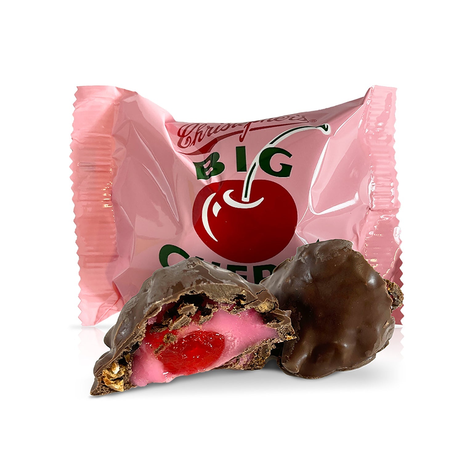 Christopher's Big Cherry Whole Cherry Center Candy Bar - 24 Count Box | Delicious Cherry-Filled Chocolate Treats for Parties, Gifts & Snacking