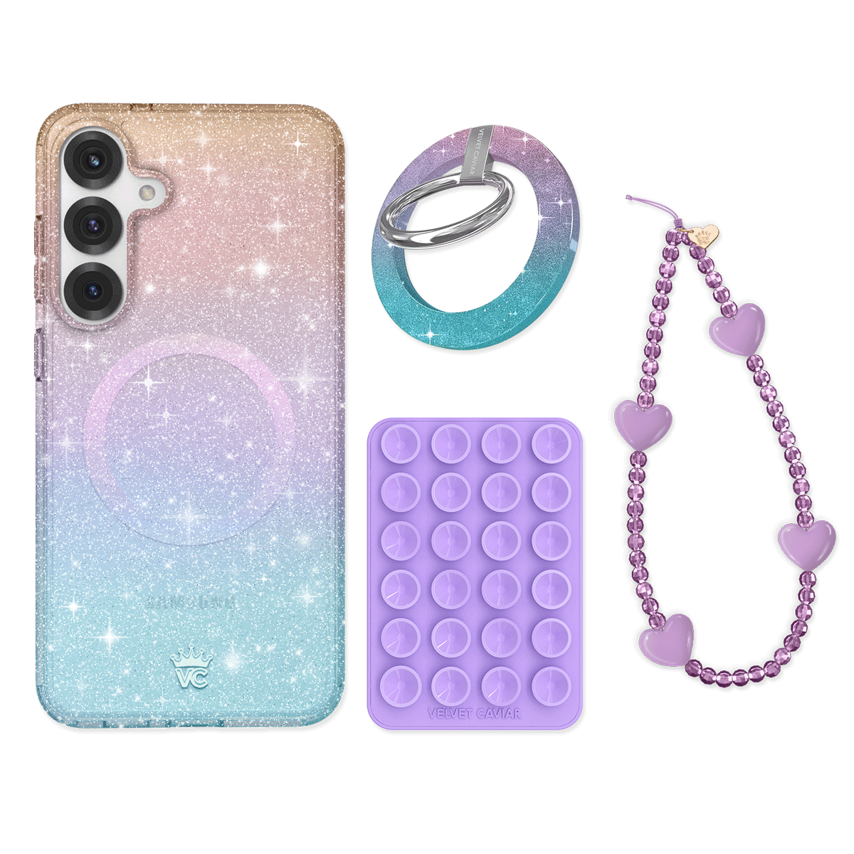 Ombre Stardust Glitter Samsung Phone Case with Grip - Protective Cover for Galaxy S21/S20/Note 20 - Perfect for Parties, Events & Everyday Use
