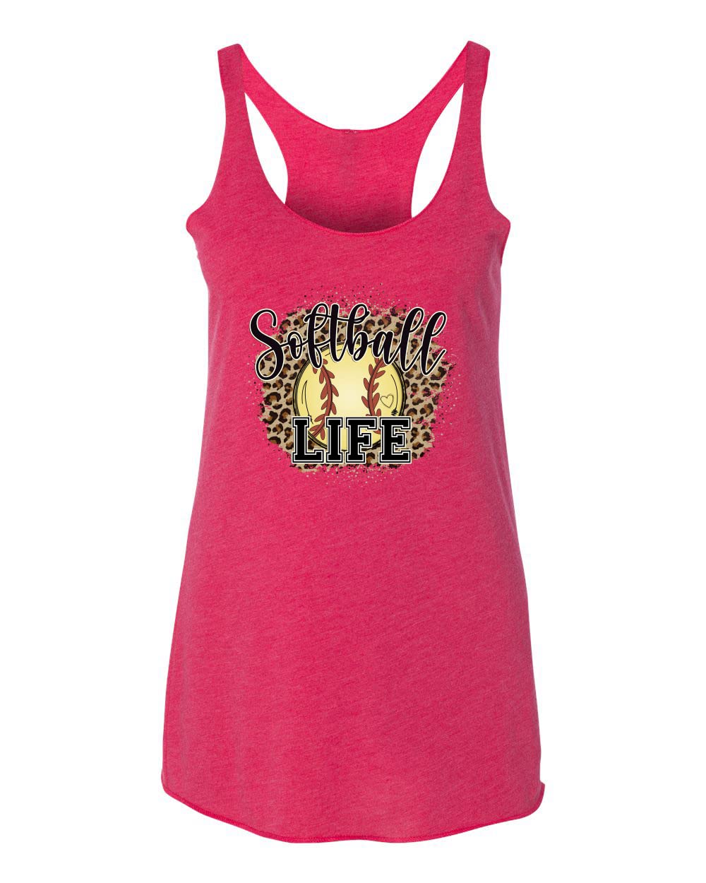 Softball Life Animal Print Tri-Blend Racerback Tank Top for Girls - Breathable Athletic Shirt for Sports Practice & Casual Wear