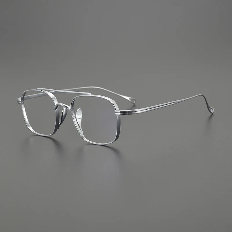 Stylish Black Unisex Titanium Square Eyeglasses with Double Bridge - K9501 | Perfect for Work, Reading & Fashion Accessories