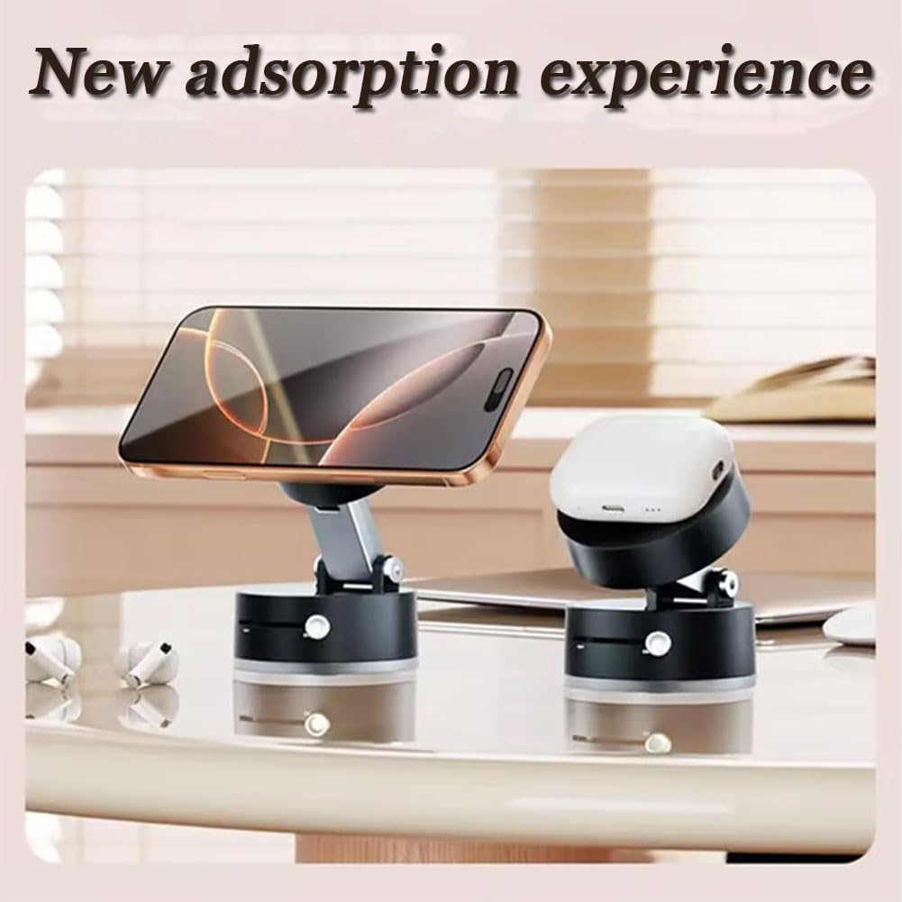LONGLUAN Magnetic Phone Holder for Car - Foldable, Portable & Vacuum Mount - Universal Cell Phone Stand for Women & Men - Perfect for Gym, Driving & Work (2 Pack)