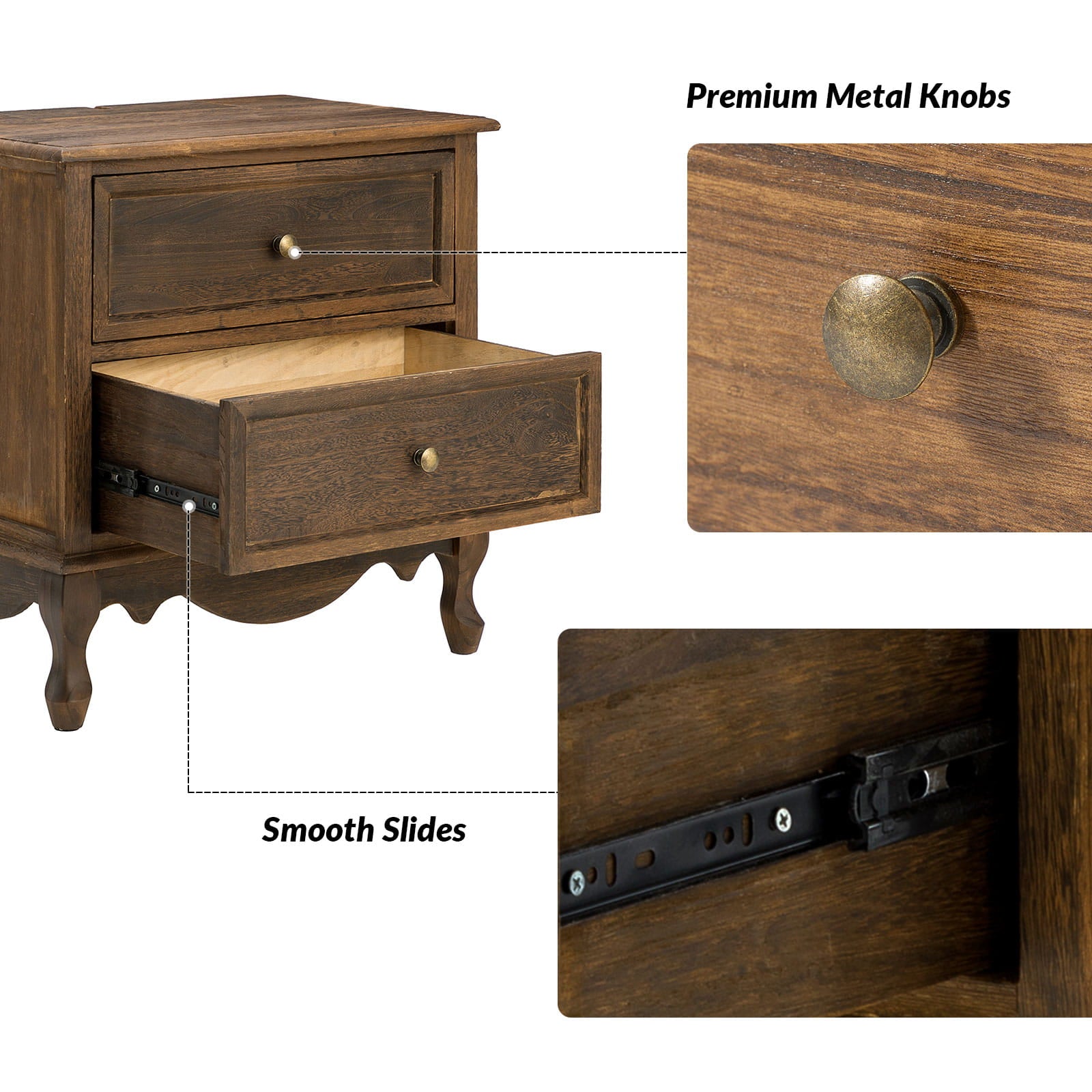 Galatea 24 Inch Tall 2-Drawer Nightstand Chest - Modern Bedside Table with Optional Styles for Bedroom, Living Room, or Office Storage