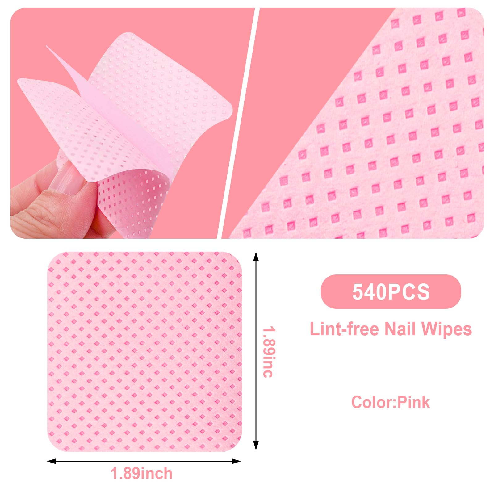 540PCS Lint-Free Nail Wipes - Super Absorbent Soft Nail Polish Remover Wipes for Manicure & Eyelash Extensions | Nail Art Supplies & Salon Essentials