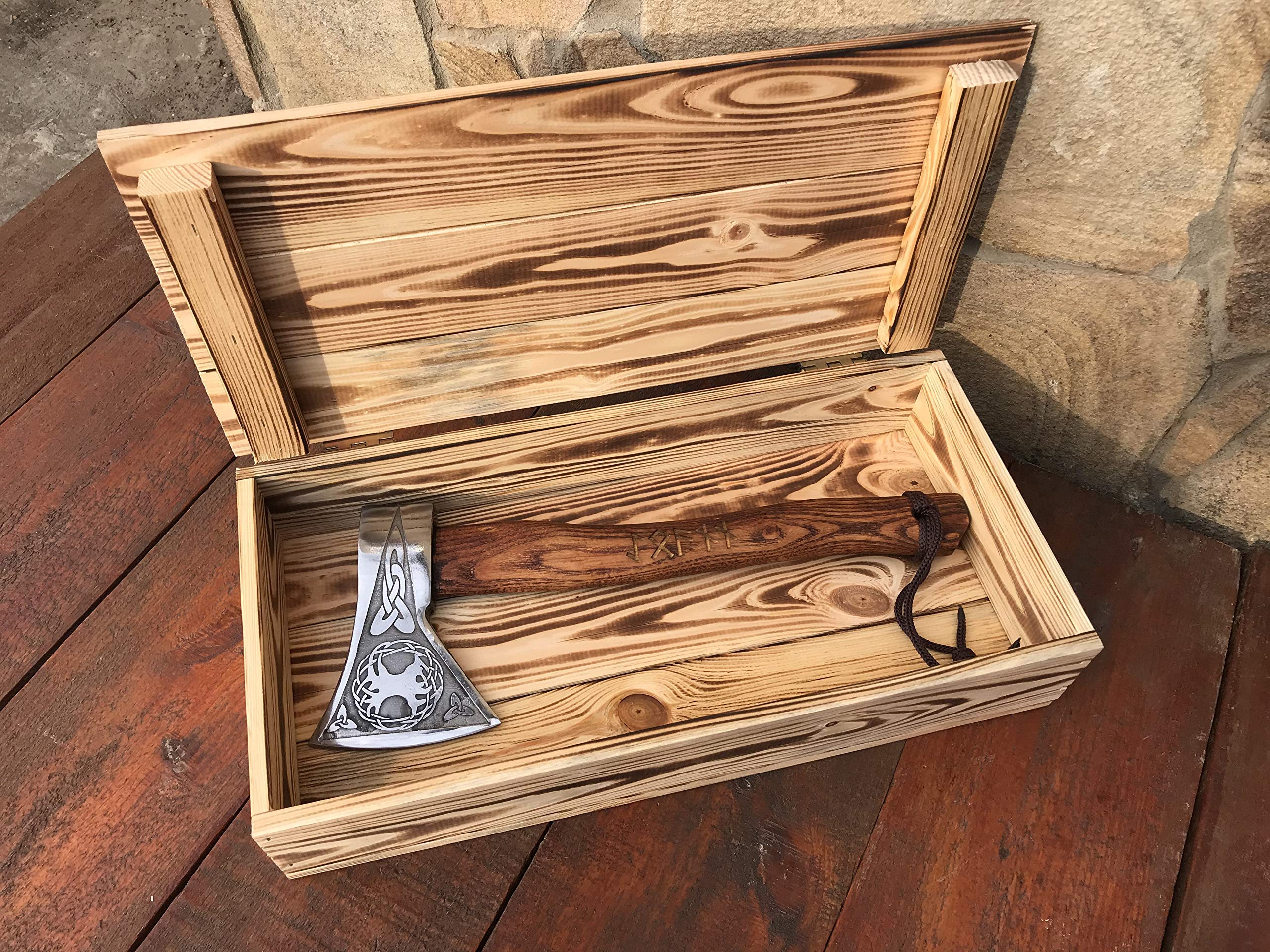 Viking Runic Axe - Handcrafted Norse Battle Axe with Engraved Runes - Perfect Gift for Men, Viking Enthusiasts & Collectors - Use for Cosplay, Home Decor & Medieval Reenactments