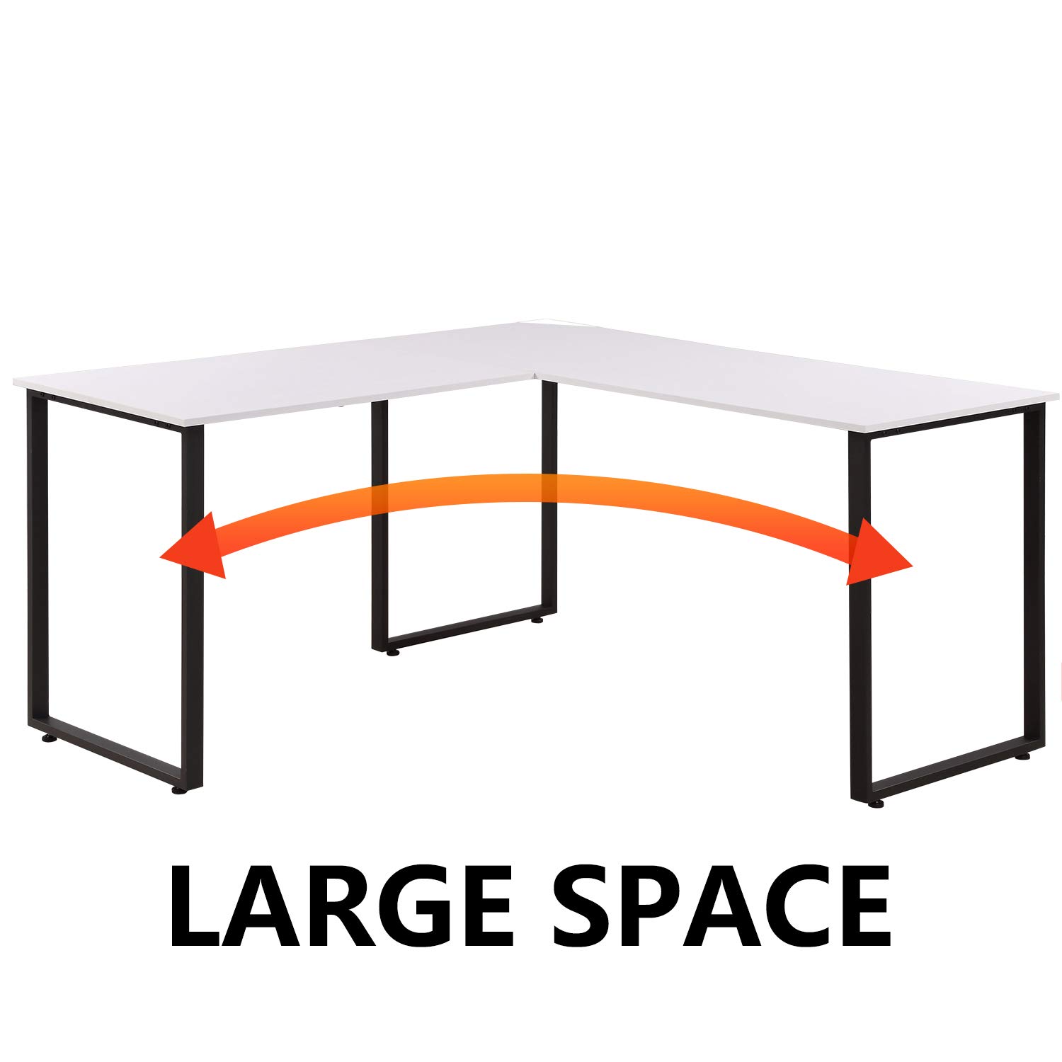 Modern L-Shaped Corner Computer Desk - Sturdy Wood & Steel Home Office Workstation for Study, Writing, Gaming | Space-Saving Ergonomic Design for Small Rooms & Apartments (White)