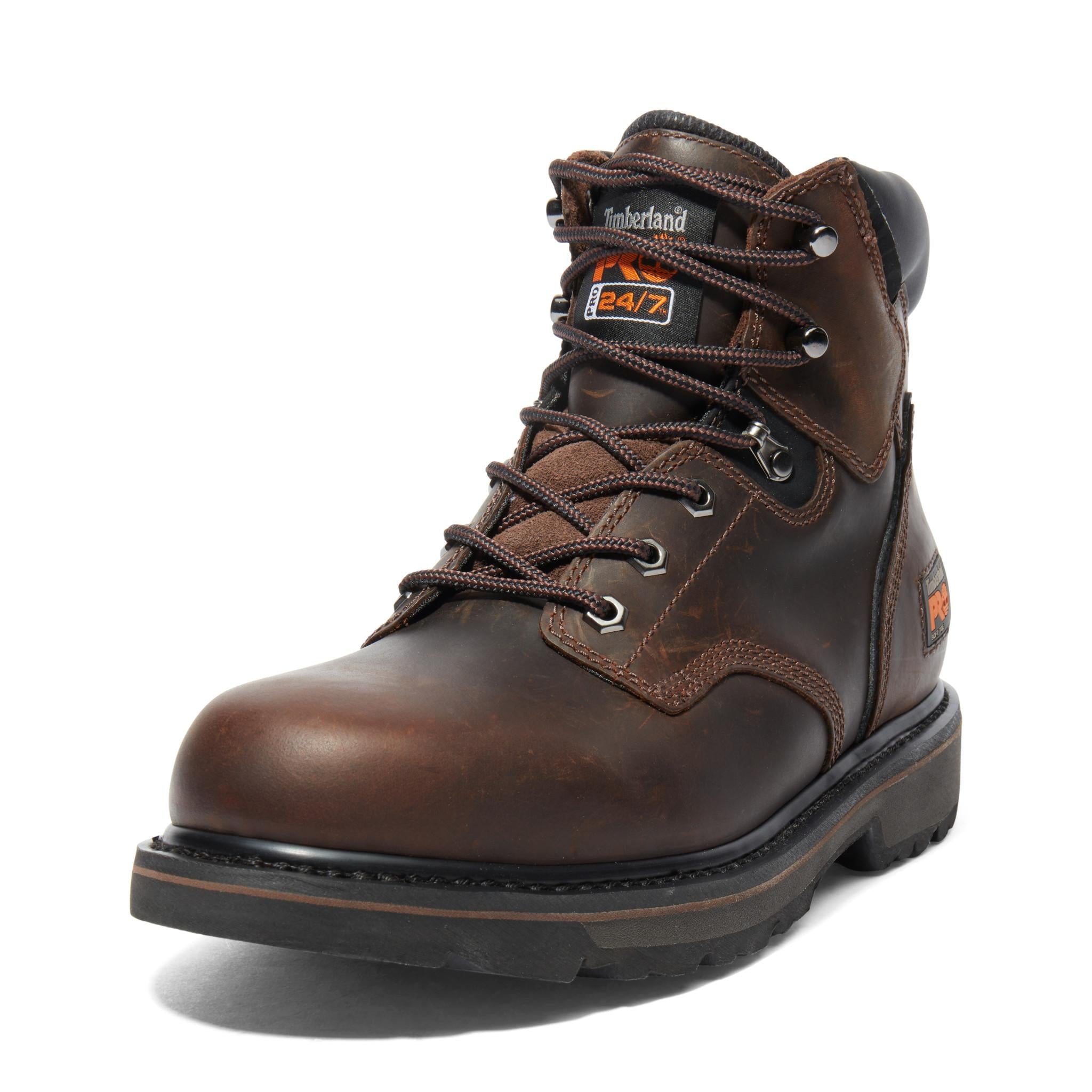 Pit Boss 6 Inch Soft Toe Work Boots for Men - Comfortable Brown Leather Safety Shoes for Construction, Hiking & Outdoor Work