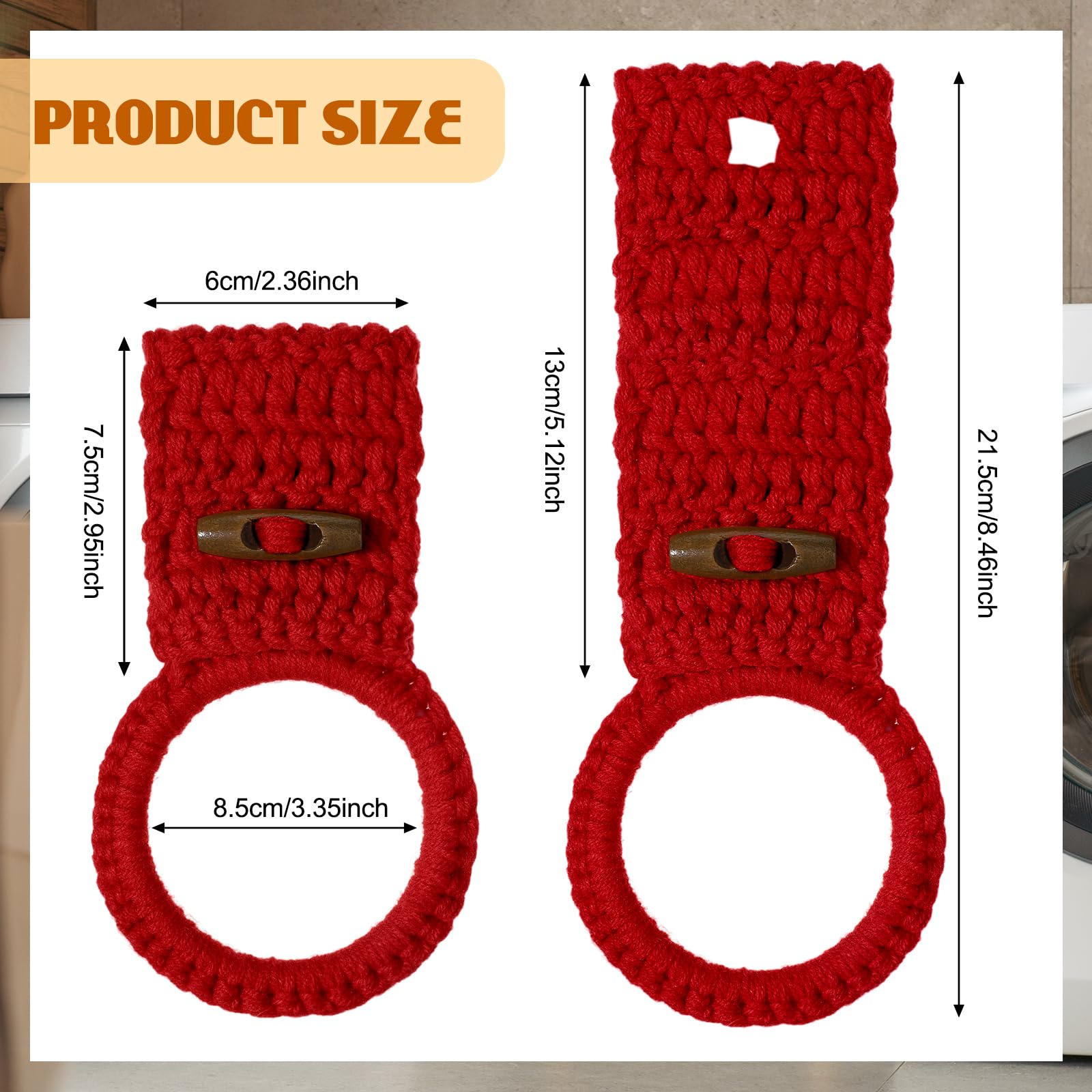 Hoolerry 8-Piece Crochet Hanging Kitchen Towel Set with Ring & Button Loop - Dish Towel Holder for Oven, Stove, Cabinet Door - 8 Elegant Colors (Round) - Perfect for Farmhouse, Rustic & Modern Kitchens