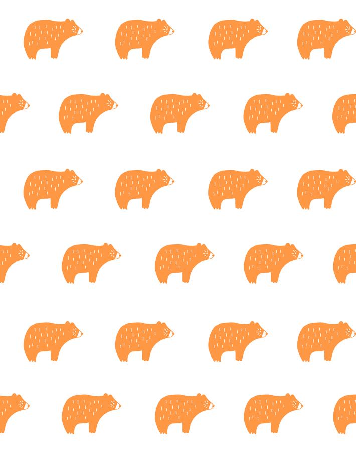Chubby Bear Wallpaper by Tea Collection - Cute & Playful Kids Room Decor for Nursery, Bedroom, or Playroom