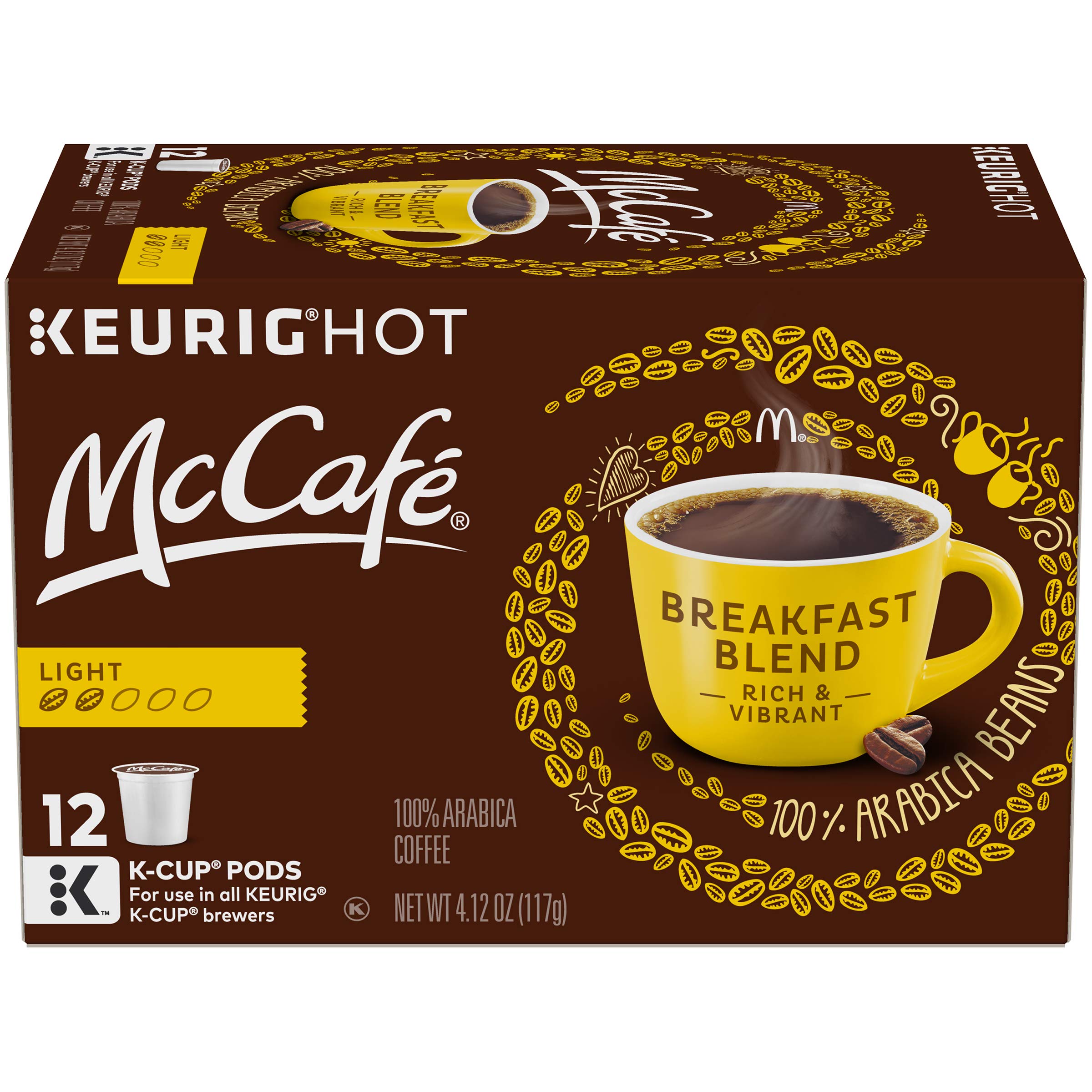 McCafé Breakfast Blend Light Roast K-Cup Coffee Pods - 12 Count - Smooth & Balanced Morning Coffee for Keurig Brewers - Perfect for Home, Office or Breakfast Time