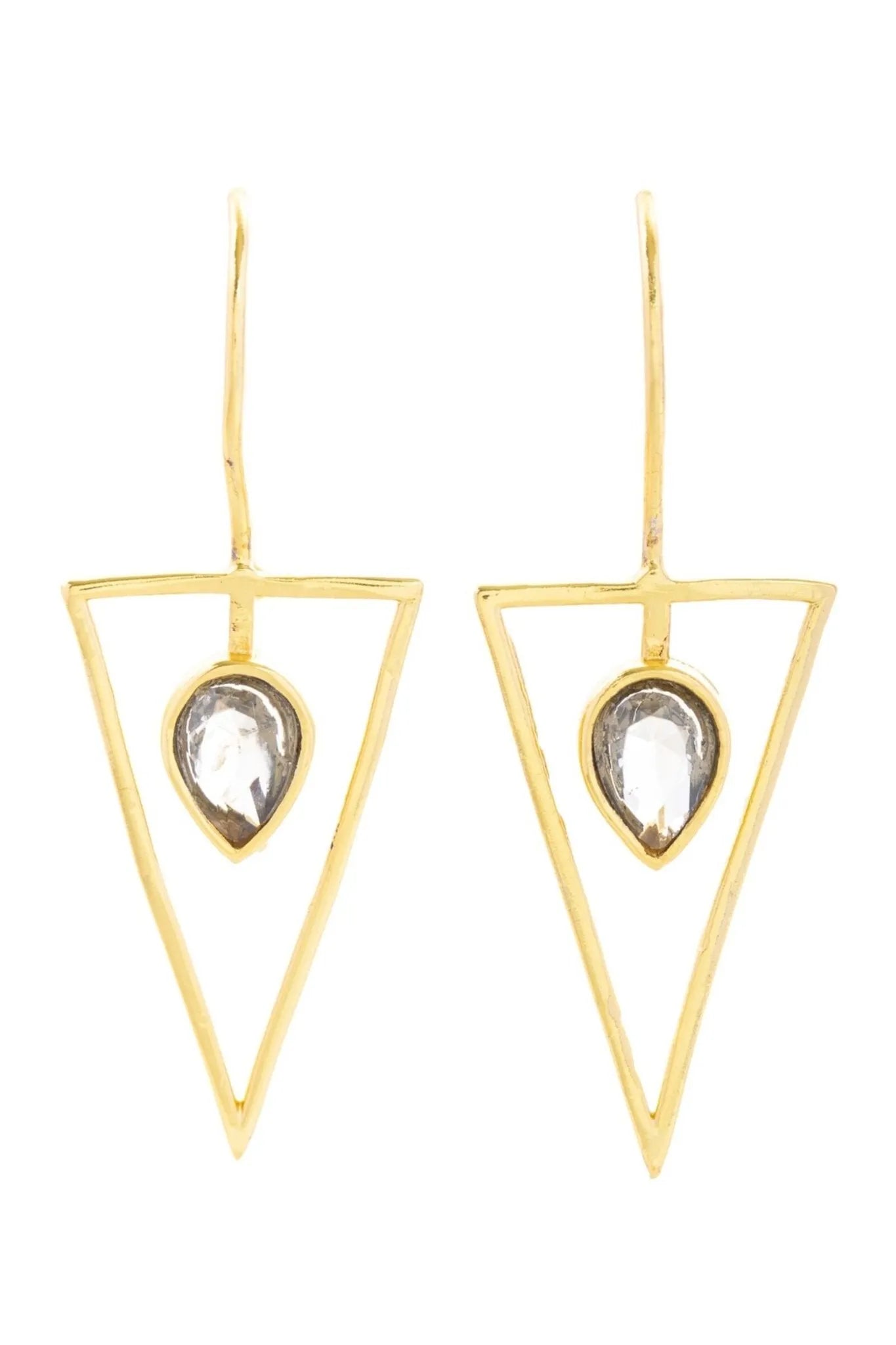 Triangle Open Frame Gemstone Earrings - Dainty Gold Geometric Studs for Women | Perfect for Parties, Weddings & Everyday Wear