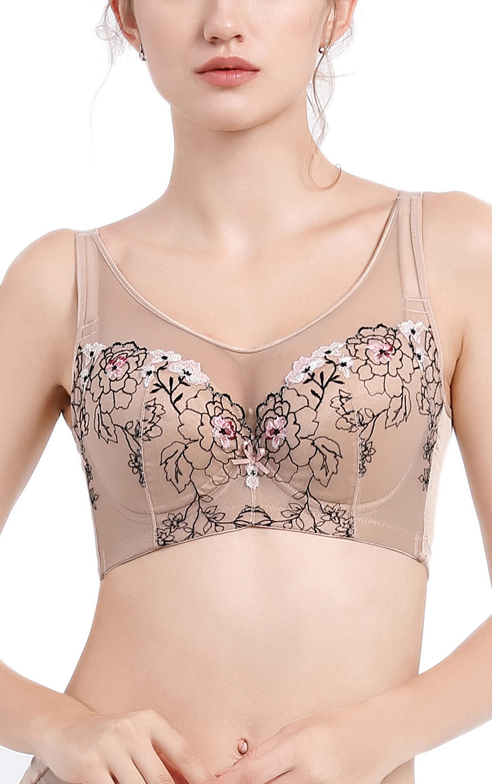 Minimizer Bra for Women - Smooth Full Coverage Cotton Underwire Bra with Floral Design | Comfortable Everyday Wear for Work, Gym & Relaxation