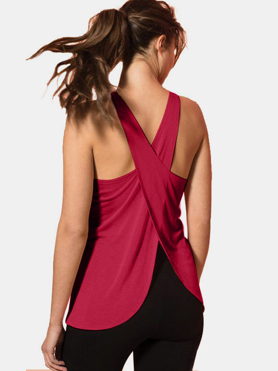 Crisscross Scoop Neck Active Tank Top - Women's Workout & Yoga Shirt for Running, Gym & Lounge Wear