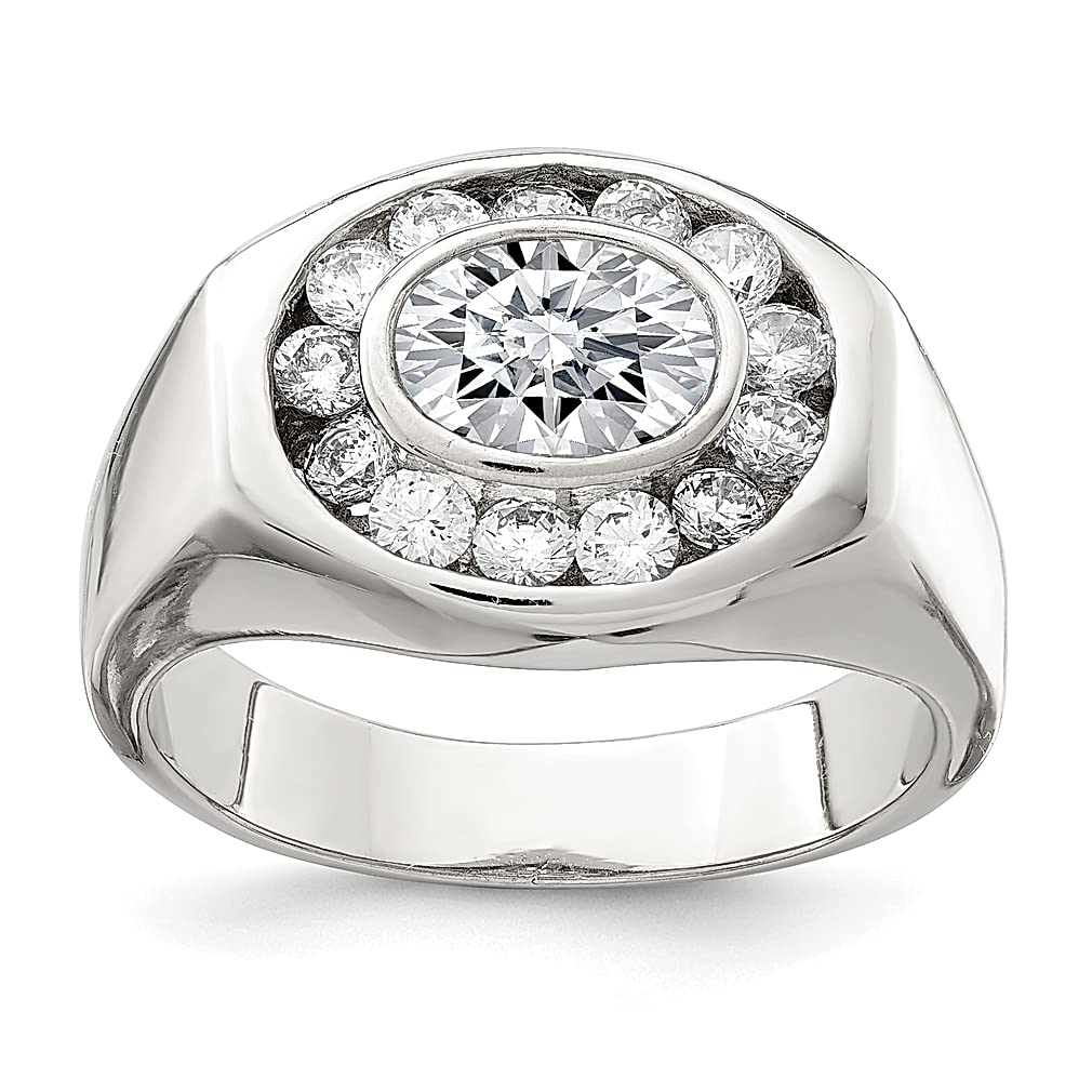 925 Sterling Silver Men's CZ Band Ring - Elegant Cubic Zirconia Jewelry for Dad, Groom & Boyfriend - Perfect Gift for Birthday, Anniversary & Valentine's Day