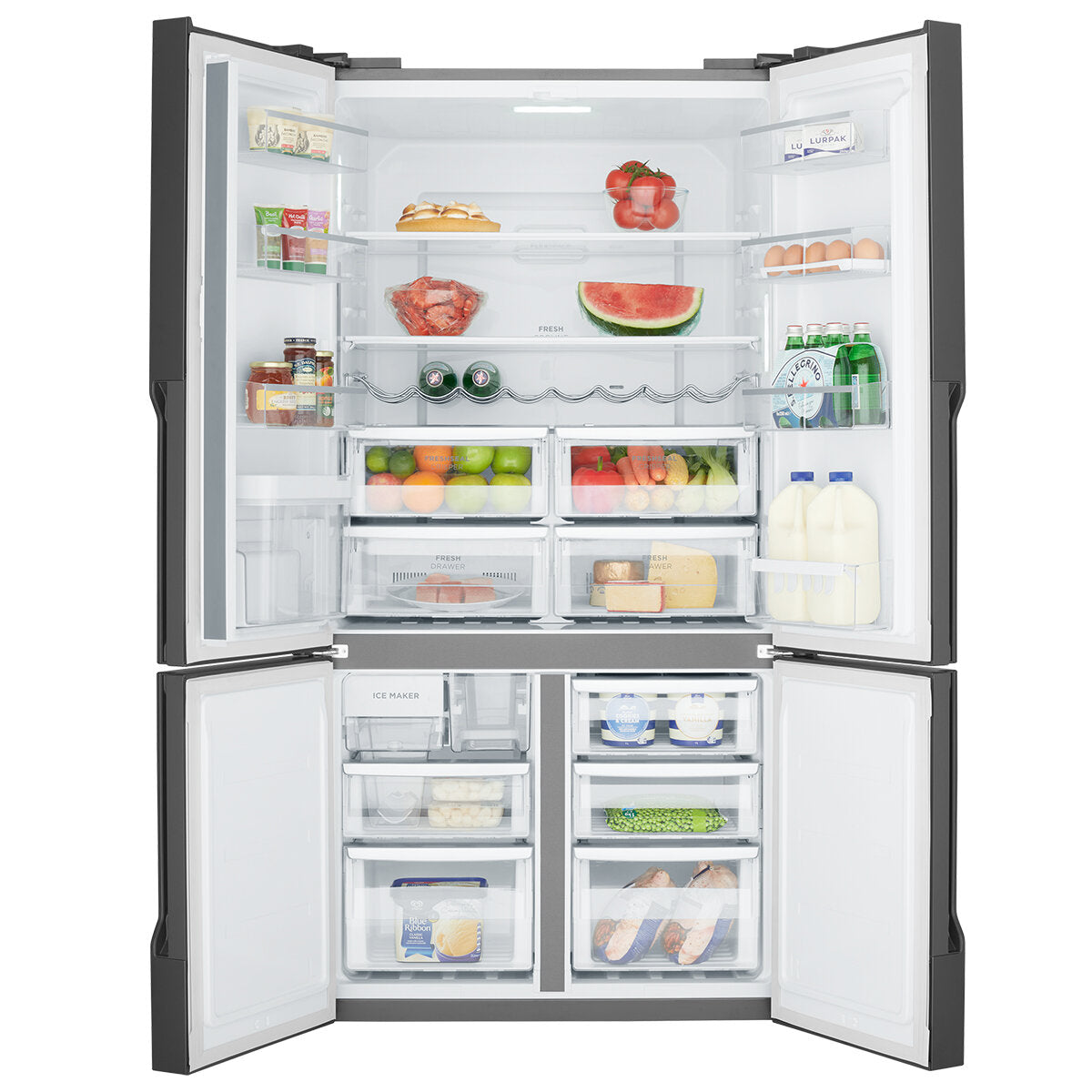 Westinghouse 564L French Door Refrigerator with Water Dispenser - Non-Plumbed Matte Black (WQE5660BA) - Perfect for Modern Kitchens, Open Plan Living & Entertaining