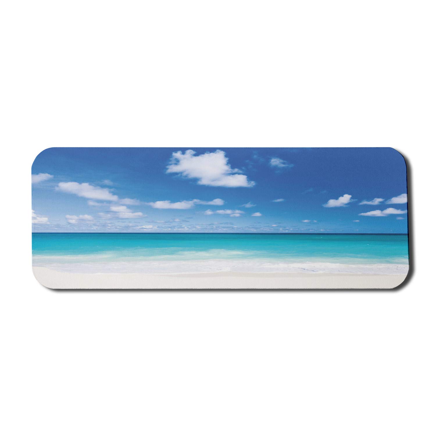 Ambesonne Large Non-Slip Gaming Mouse Pad - Tropical Ocean Beach Design with Coconut Blue Caribbean Sea Pattern (31