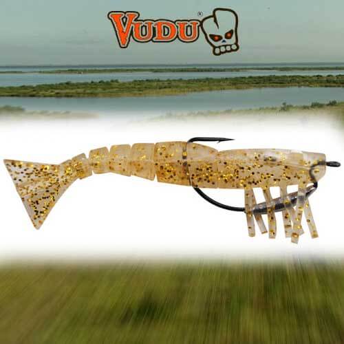 Egret Baits Vudu Weedless Shrimp 3.5 Inch 2 Pack - Saltwater Fishing Lures for Redfish, Trout, and Flounder - Perfect for Inshore and Coastal Fishing