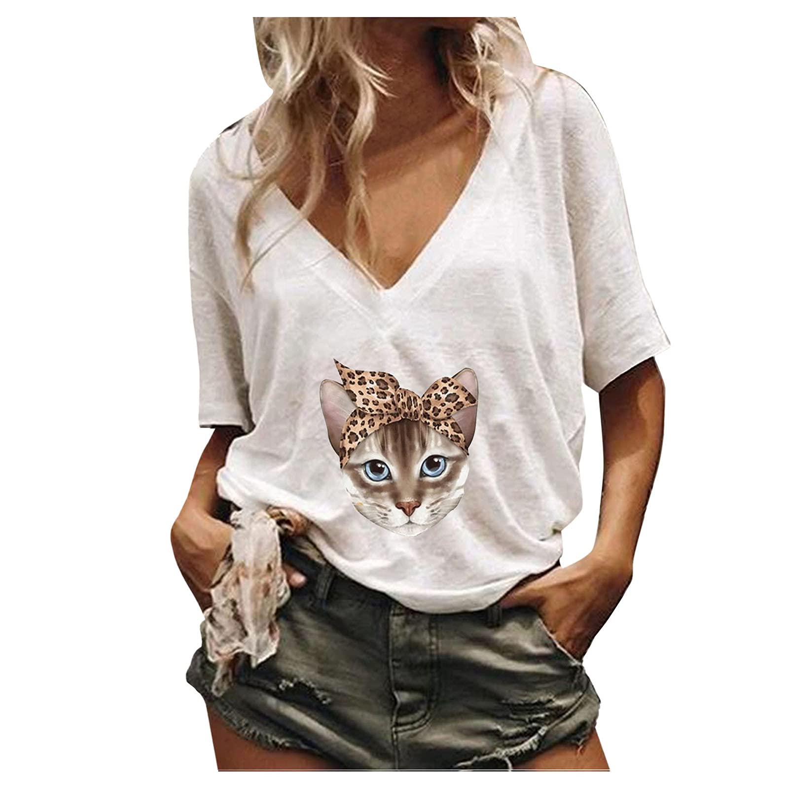 Women's Casual V-Neck Criss Cross T-Shirt - Short & Long Sleeve Blouse Tops for Everyday Wear | Perfect for Work, Date Night & Weekend Outfits