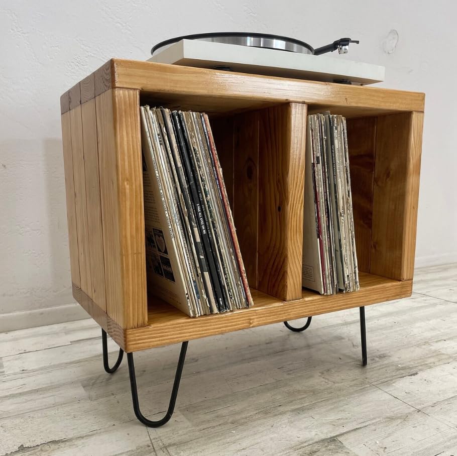 2Sec Vinyl Record Storage Furniture - Record Player Stand, Media Console & TV Stand for LP Storage & Turntable | Perfect for Living Room, Home Theater & Music Studio Organization