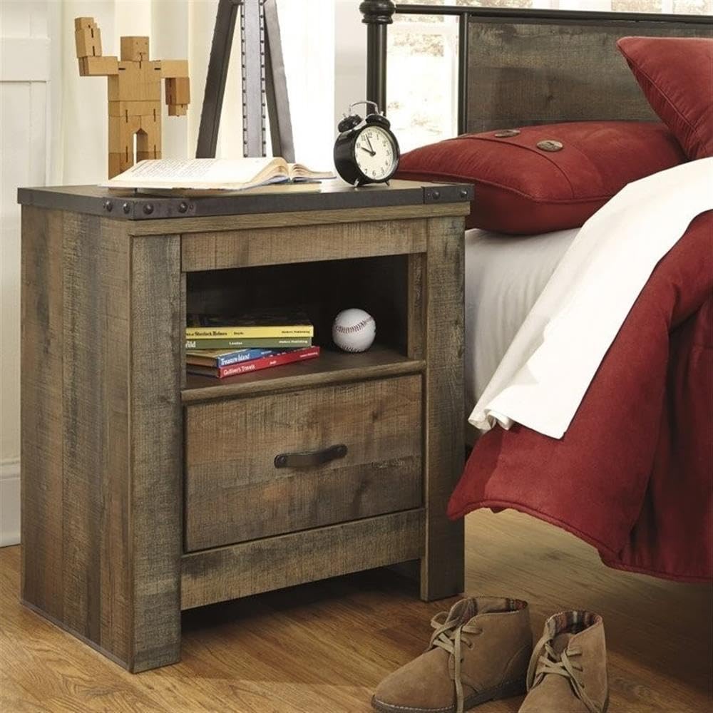 Brown Wood Nightstand Set - 2 Drawer Night Stand & Matching 3-Piece Bedroom Furniture | Perfect for Master Bedroom, Guest Room & Apartment Decor