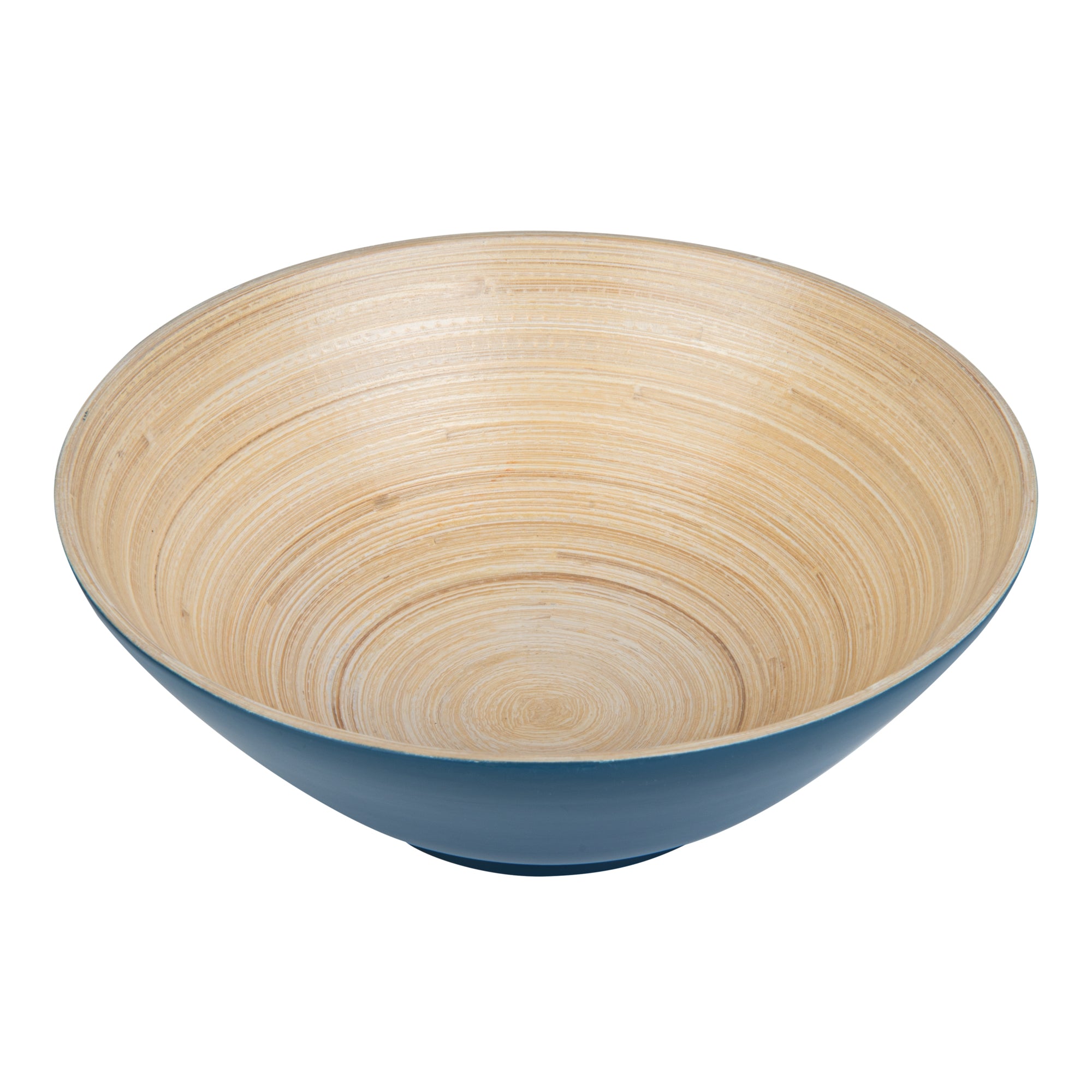 Bambuddha 29 oz Round Blue Spun Bamboo Serving Bowl - 8.25