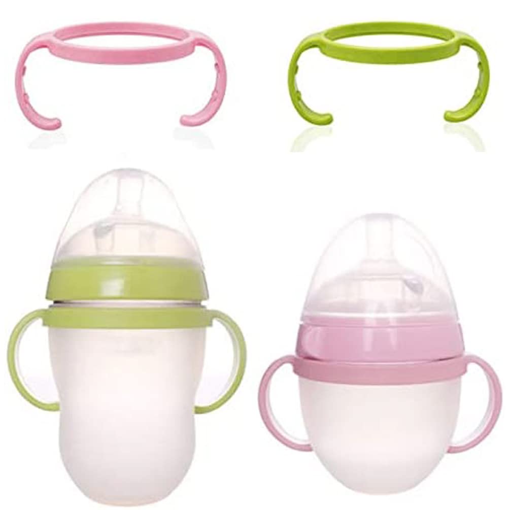 ROMIRUS Baby Bottle Handles for Comotomo Bottles - 2 Pack, Pink | Easy Grip Feeding Accessories for Infants & Toddlers | Perfect for On-the-Go Feeding, Daycare, and Travel