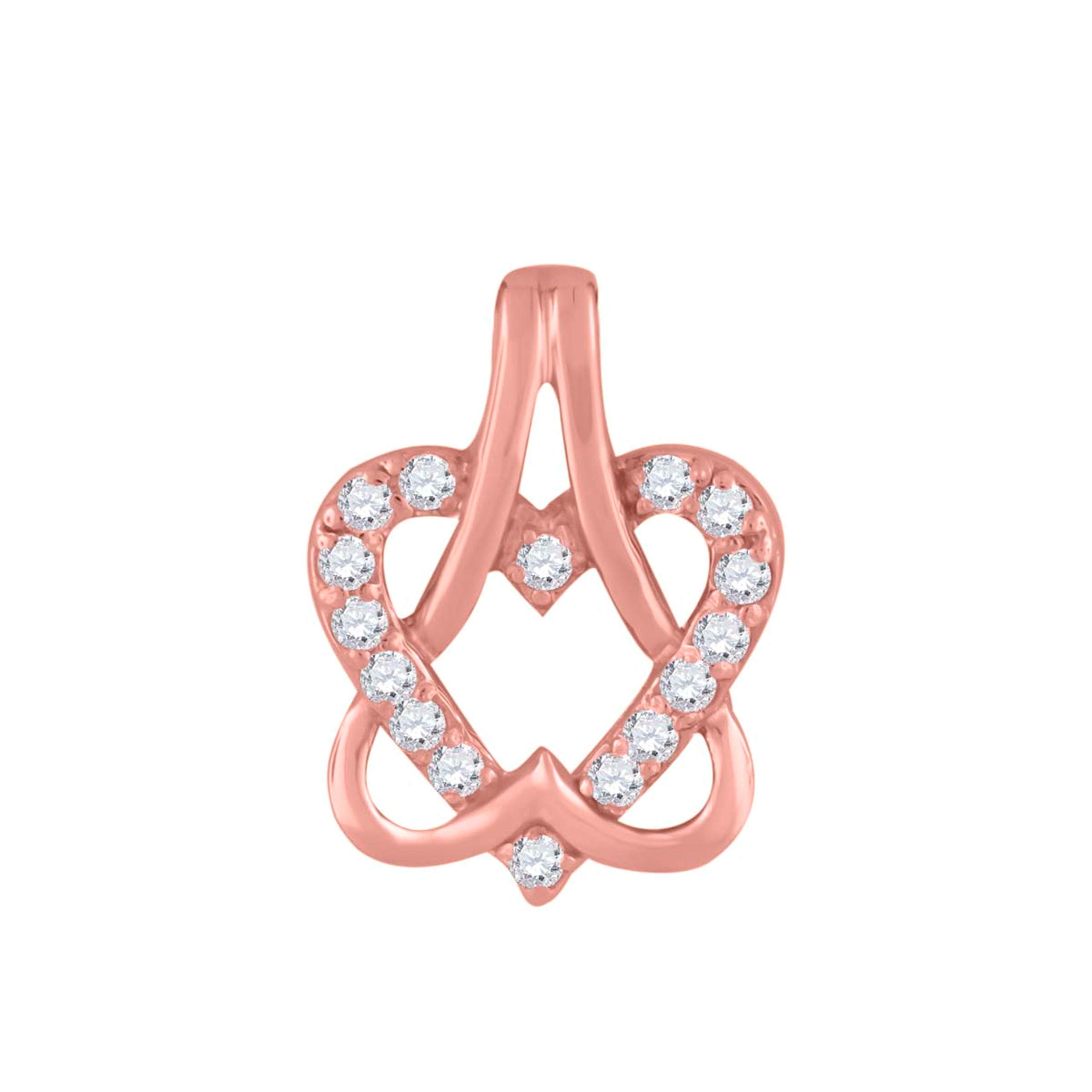 0.25 Carat Natural White Diamond Heart Pendant for Women - 14K Rose, White & Yellow Gold - 18