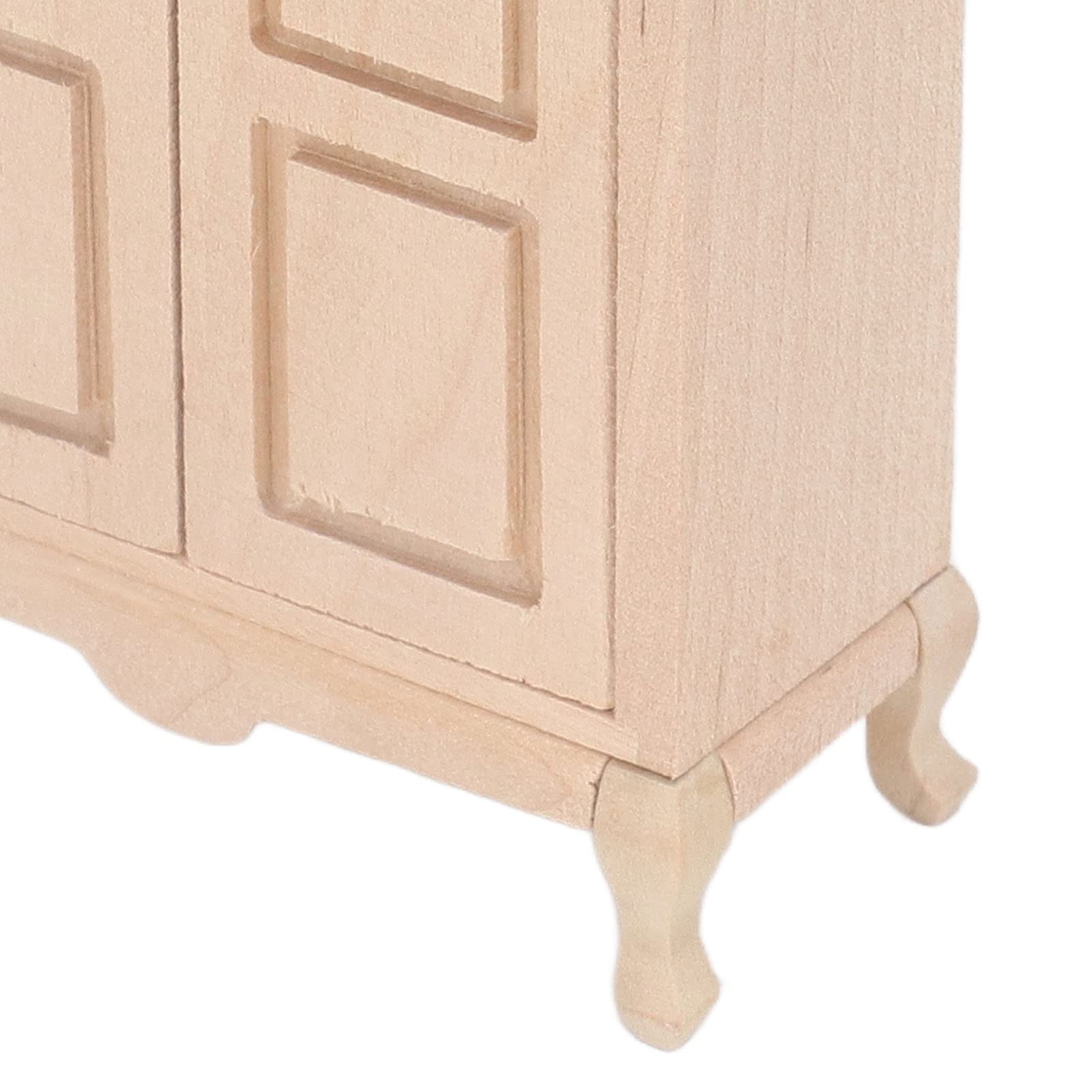 1/12 Scale Miniature Wooden Wardrobe - Double Door Dollhouse Closet for Cabinet, Mini House Furniture & Doll Accessories | Perfect for DIY Dollhouse Decor, Miniature Room Displays & Collectors