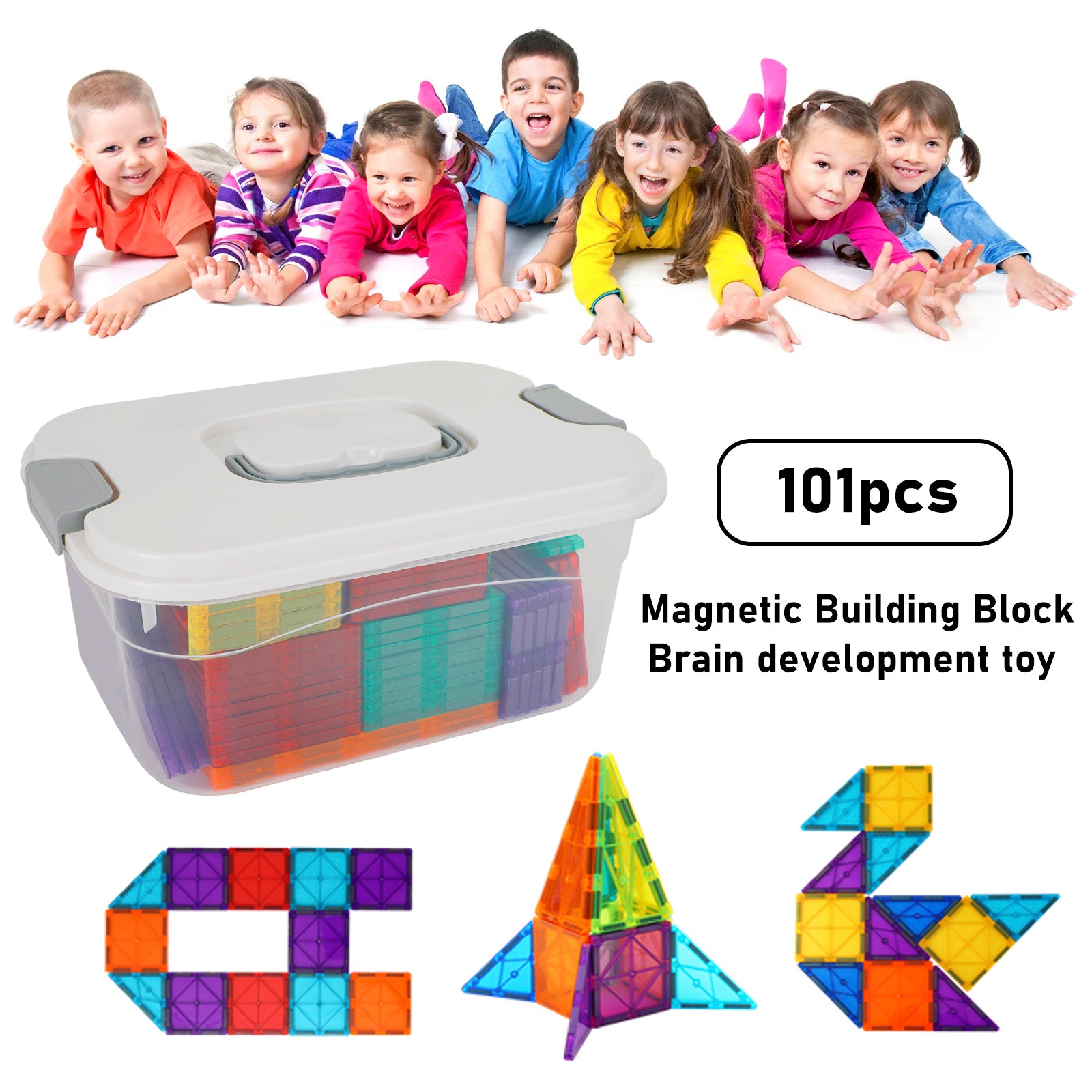 101 Pcs Magnetic Building Blocks - STEM Educational Toys for Kids, Brain Development & Creative Stacking Play - Perfect for Preschool Learning & Indoor Family Fun
