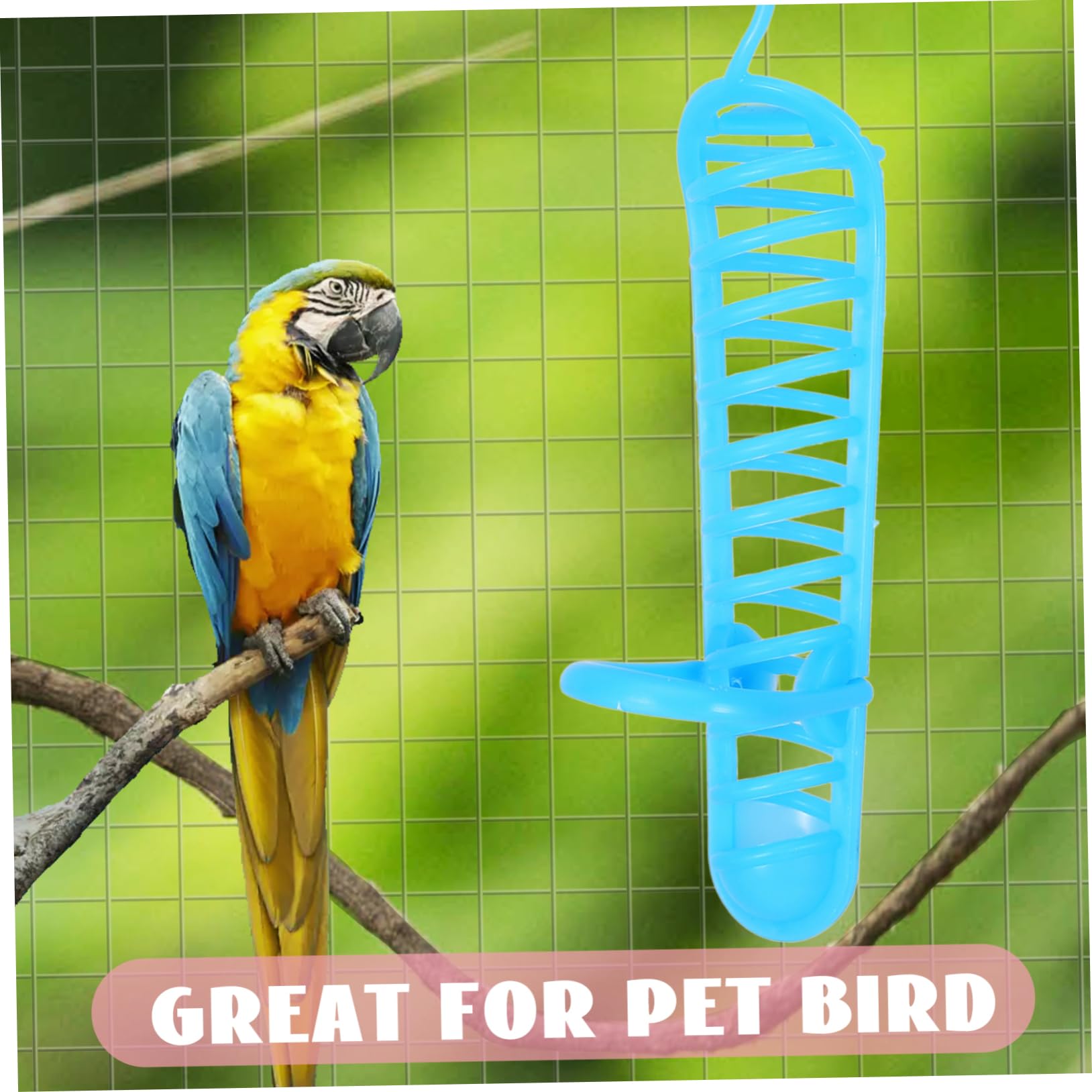 POPETPOP Hanging Bird Foraging Toy - Parrot Food Holder & Treat Dispenser for Parakeets, Cockatiels, Budgies - Cage Accessories with Millet Spray Holder - Perfect for Small Birds' Mental Stimulation & Playtime