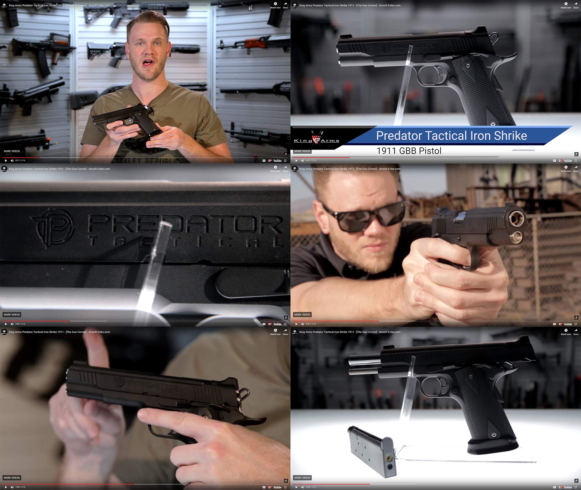 King Arms Predator Tactical Iron Shrike Gas Blowback 1911 Airsoft Pistol - CO2 Powered, Red - for Tactical Training, Target Practice & Airsoft Battles