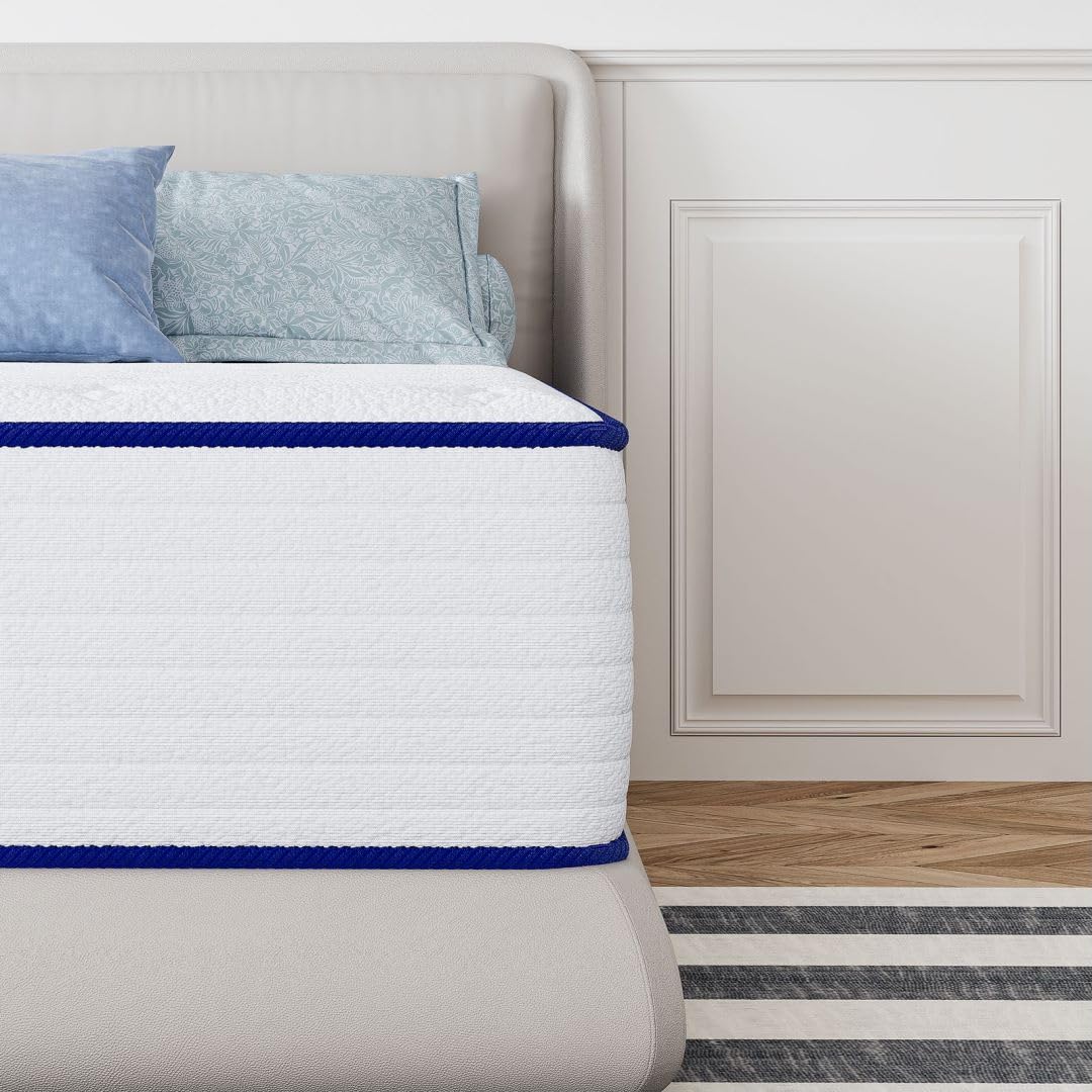 TXO 10 Inch Hybrid Queen Mattress - Medium Firm with Pocketed Springs & Gel Memory Foam for Edge Support, Motion Isolation & Pressure Relief - Bed in a Box for Back Pain Relief & Cool Sleep - Perfect for Master Bedrooms, Guest Rooms & Apartments