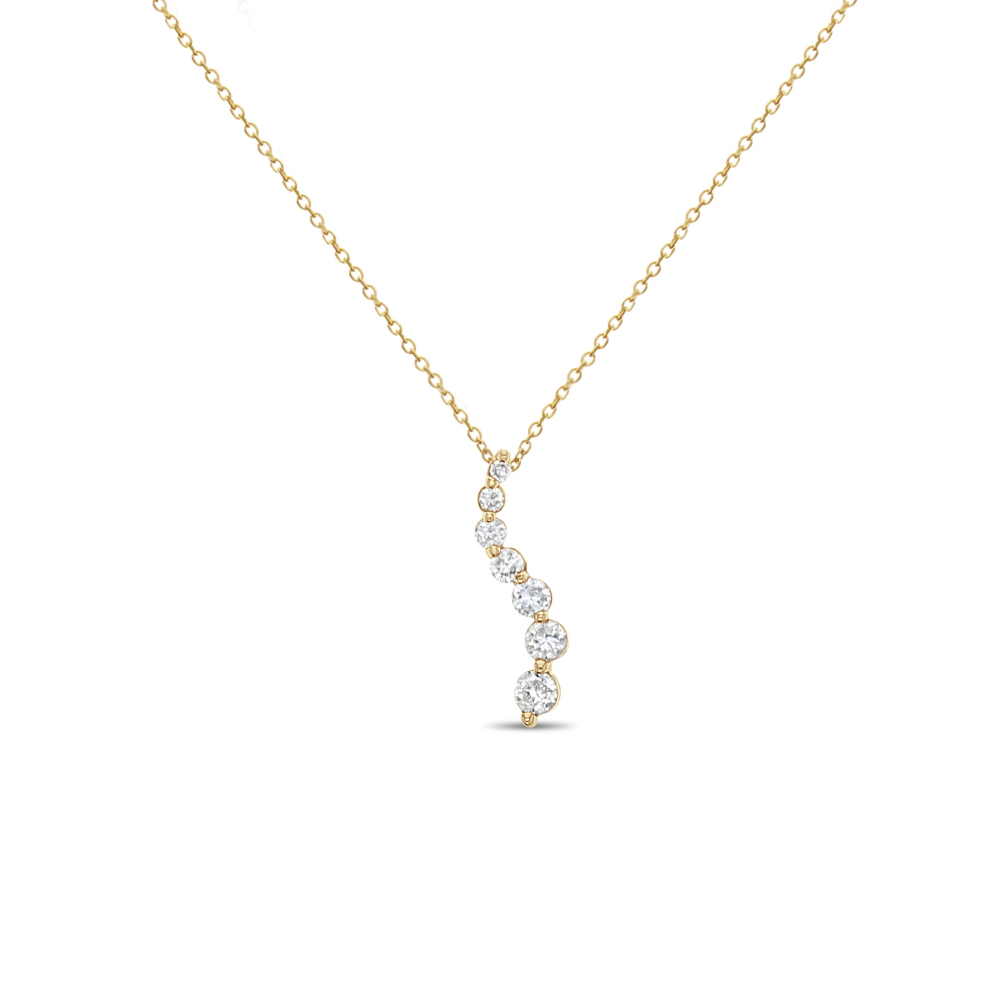 3/4 CT Diamond Journey Necklace in 14k Yellow Gold - Elegant Pendant for Anniversary, Wedding & Special Occasion Gifts