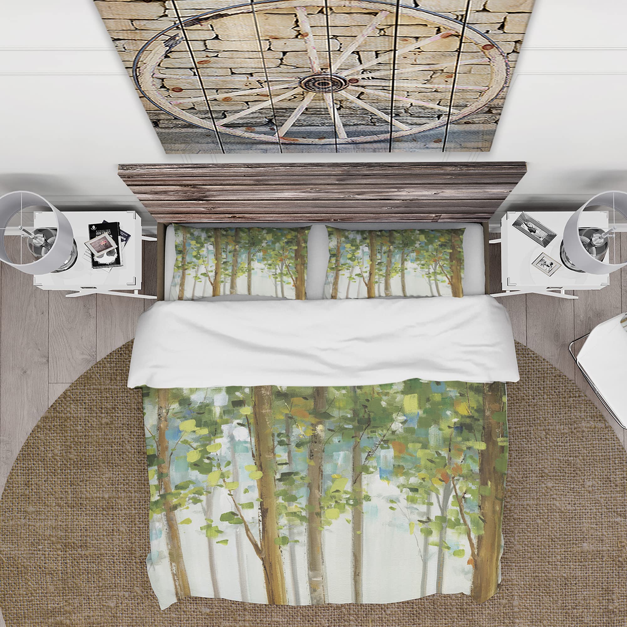 DesignQ Green Forest Traditional Duvet Cover Set King Size - 3 Piece Floral Bedding Set for All Seasons | Luxury Bedroom Decor, Guest Room Essentials, Cozy Home Textiles