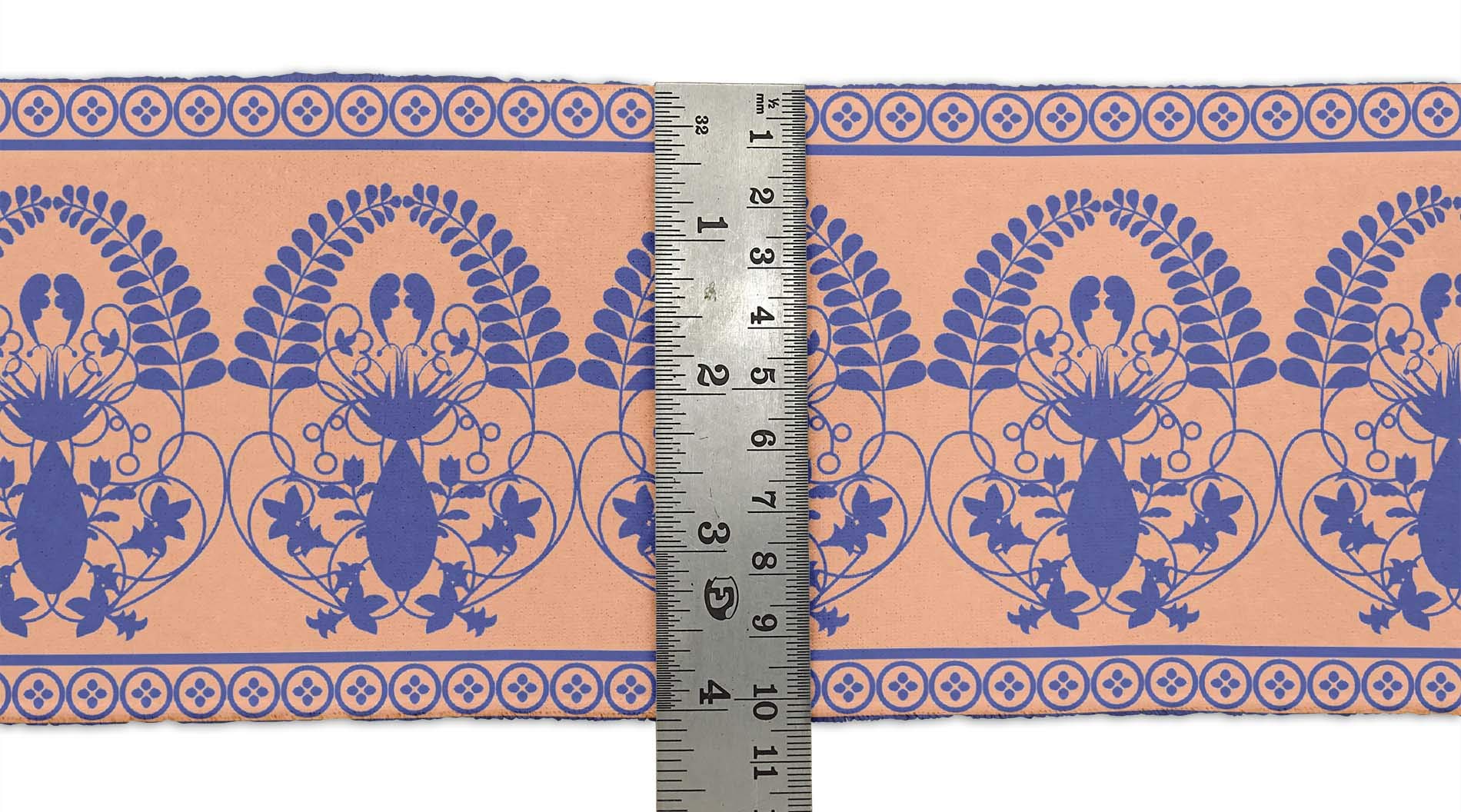 Indian Beautiful Art Orange Leaves & Floral Printed Ribbon Trim - 9 Yard Dupion Fabric Lace for Crafts, Sewing Accessories (3 Inches Wide) - Perfect for DIY Projects, Gift Wrapping, and Home Decor