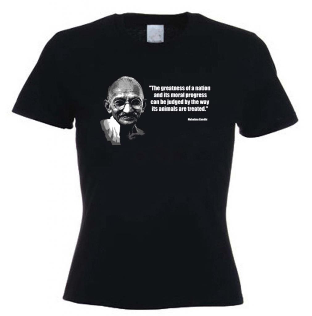 Women's Tribal Gandhi Vegetarian Quote T-Shirt - Comfortable Cotton Casual Tee for Yoga, Meditation & Peaceful Lifestyle