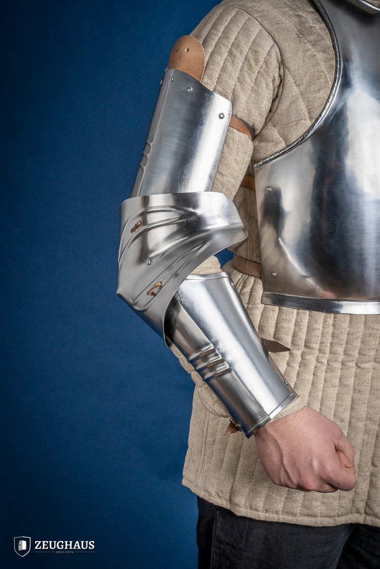 15th Century German Arm Armor - 1.2mm Polished Steel Medieval Gauntlet for LARP, Cosplay & Historical Reenactment