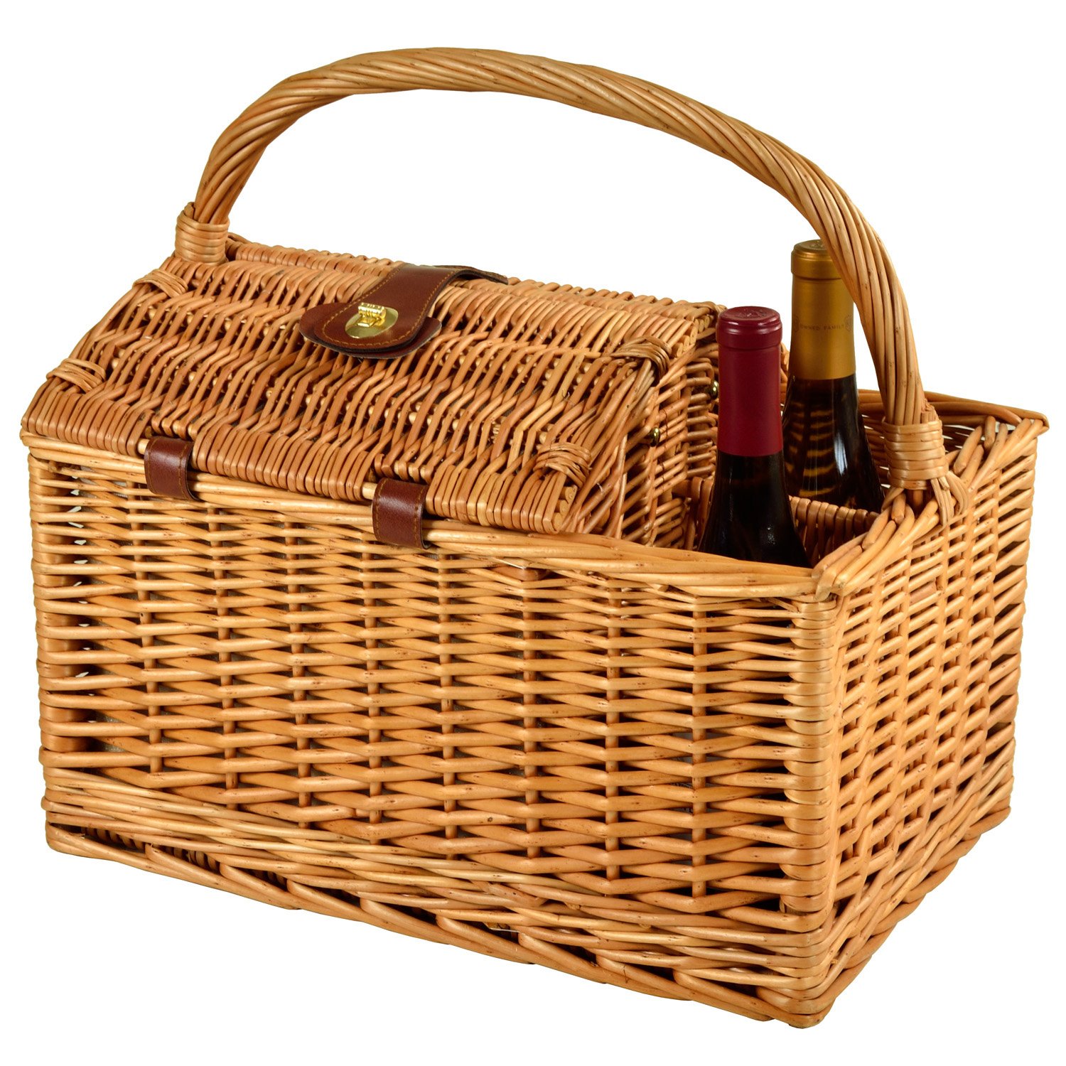 Willow Picnic Basket for 2 with Complete Service Set - Perfect for Vineyard Outings, Park Picnics & Romantic Dates | Ascot Gazebo Collection
